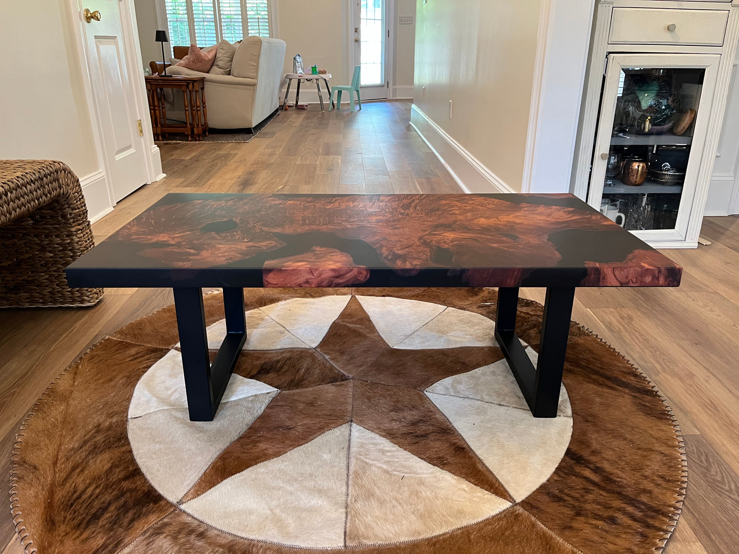 Side view of table in room