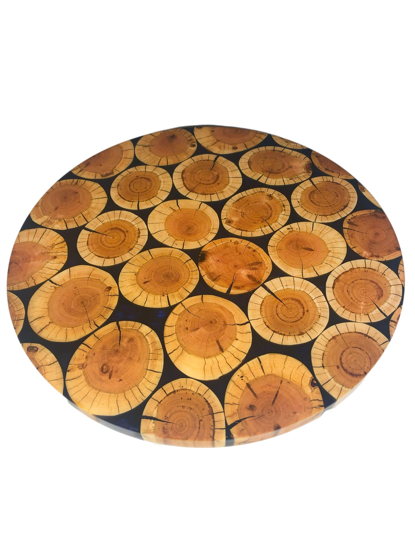 Cherry Wood and Dark Navy Blue Epoxy Lazy Susan