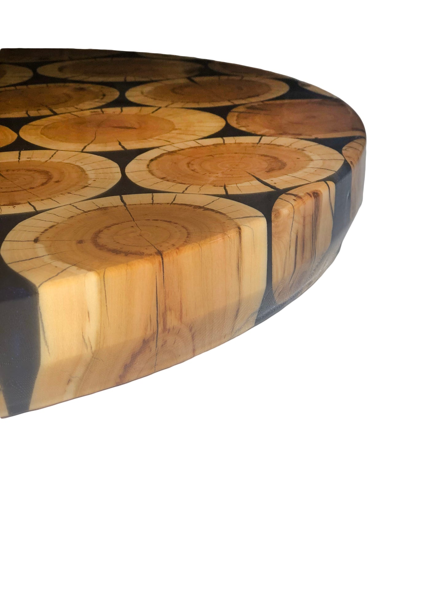 Cherry Wood and Dark Navy Blue Epoxy Lazy Susan