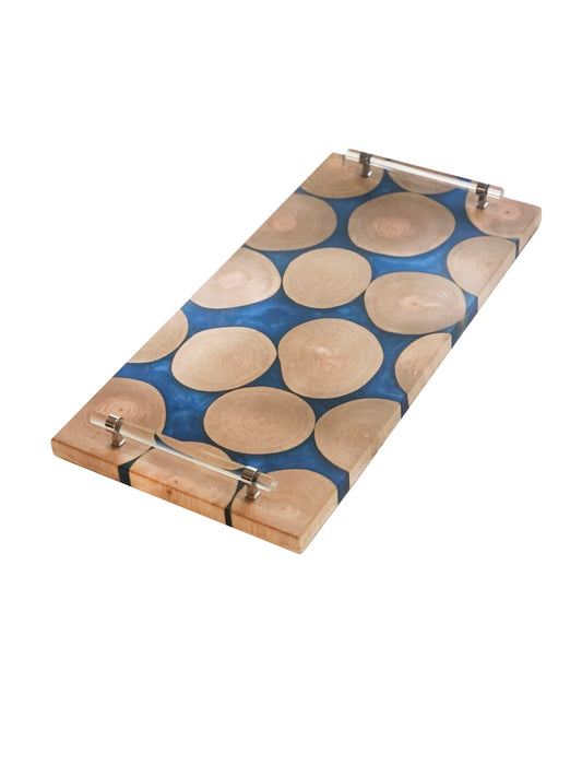 Maple and Metallic Blue Epoxy Charcuterie Board, 24”x12”