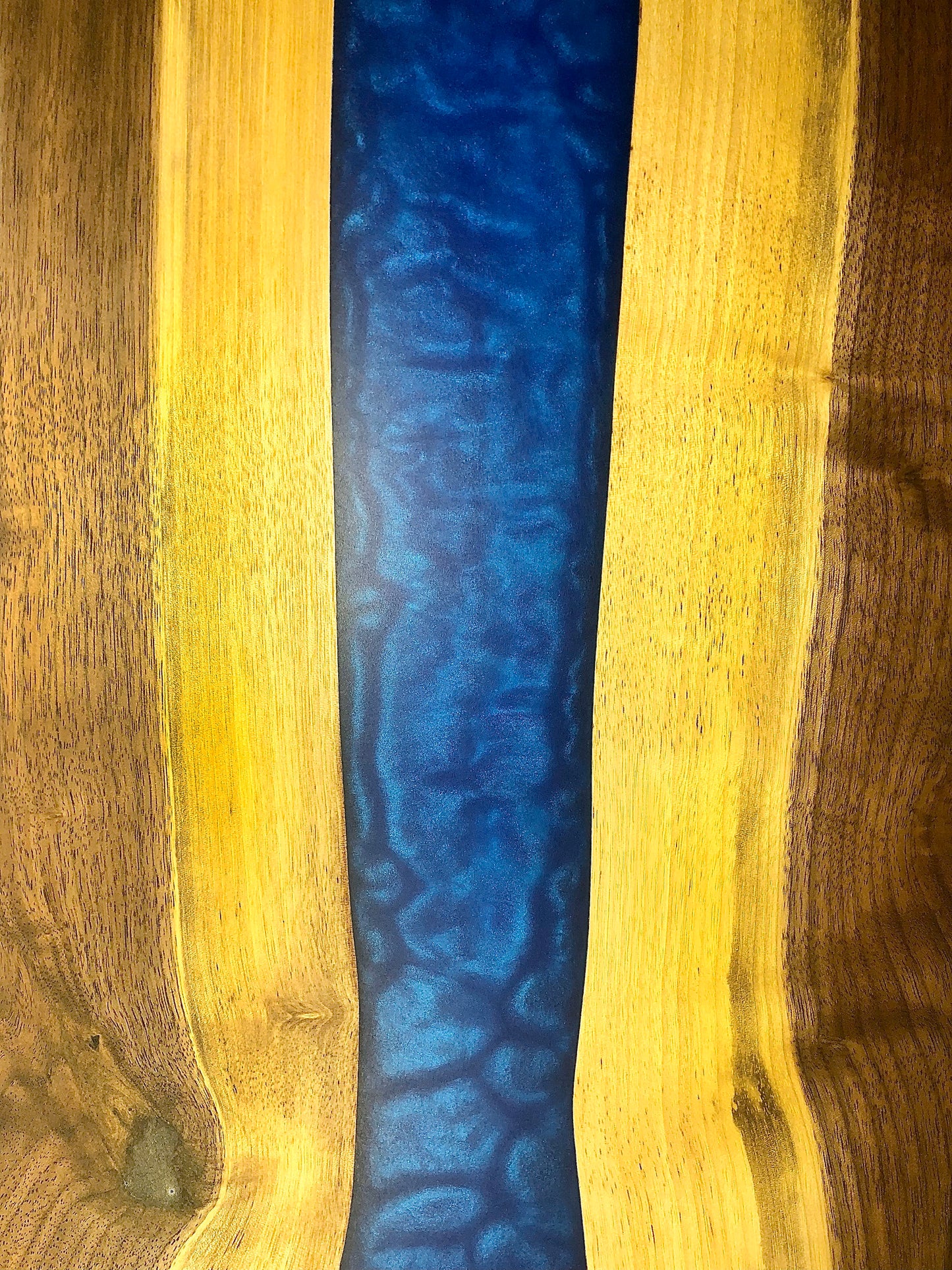 Black Walnut and Dark Ocean Blue Epoxy Charcuterie Board, 18"x10"