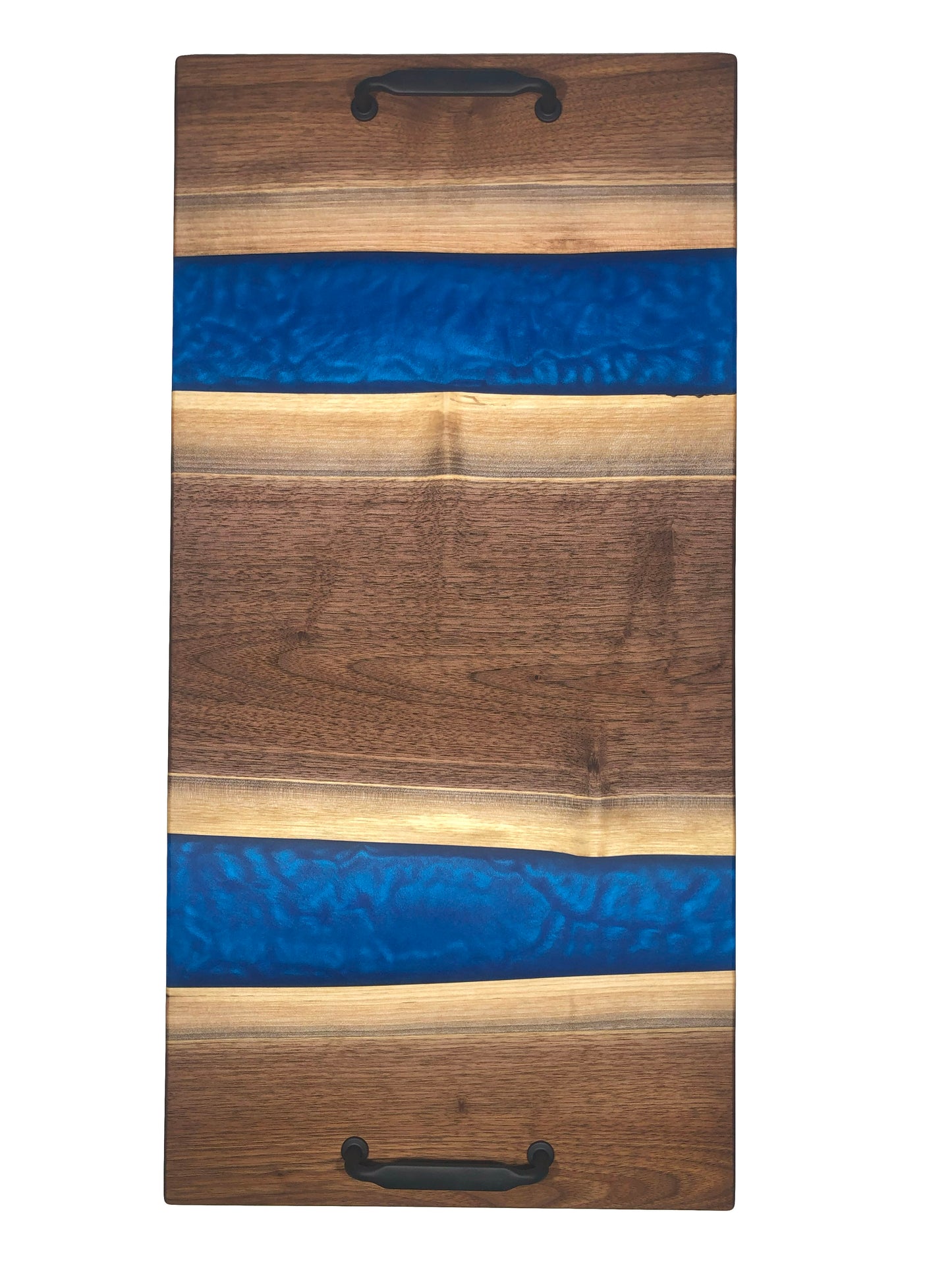Black Walnut and Dark Ocean Blue Epoxy Charcuterie Board, 24”x12”