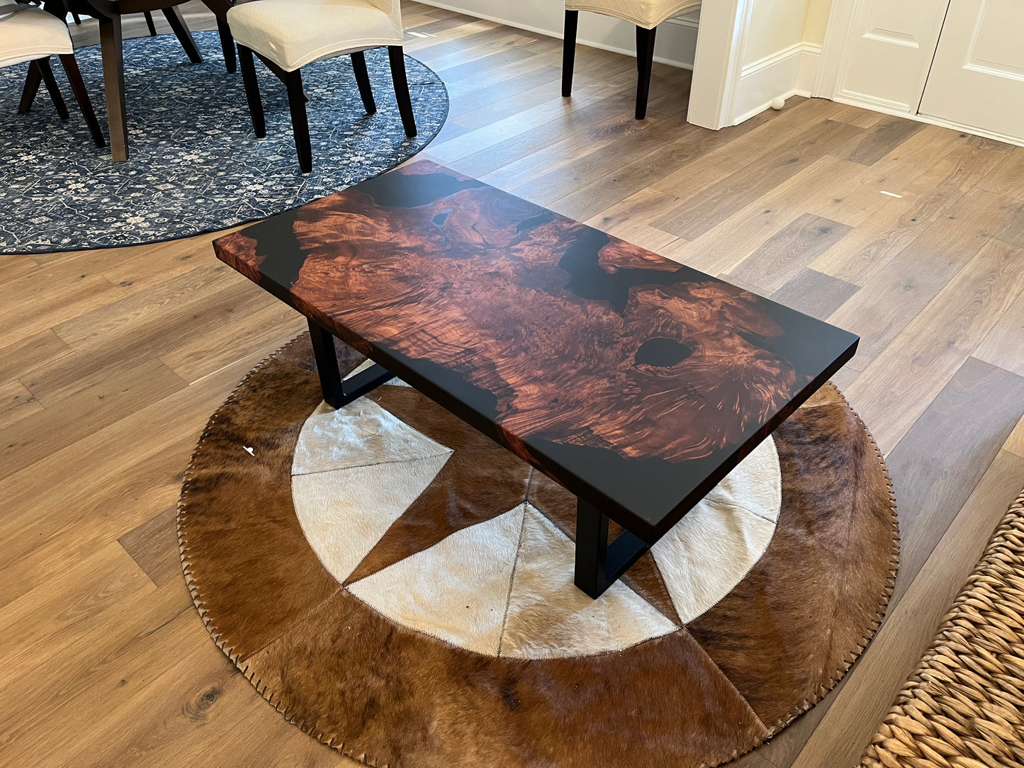 View from above of table in room