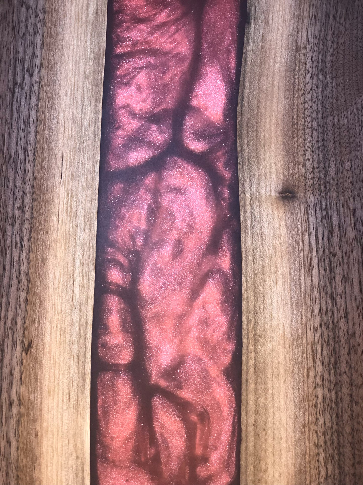 Red Metallic Epoxy Board Closeup View