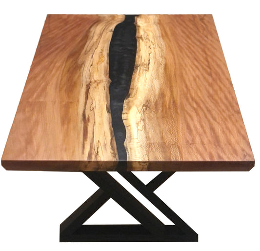 Sycamore and Metallic Black Epoxy Coffee Table Cover View
