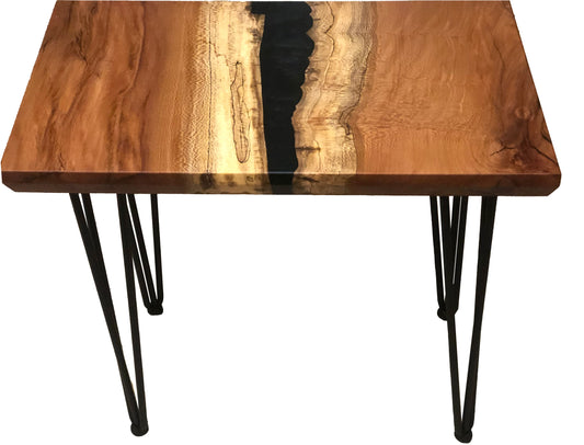 Sycamore and Metallic Black Epoxy Side Table Cover View