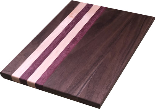 Small Black Walnut, Maple and Purpleheart Cutting Board Cover View