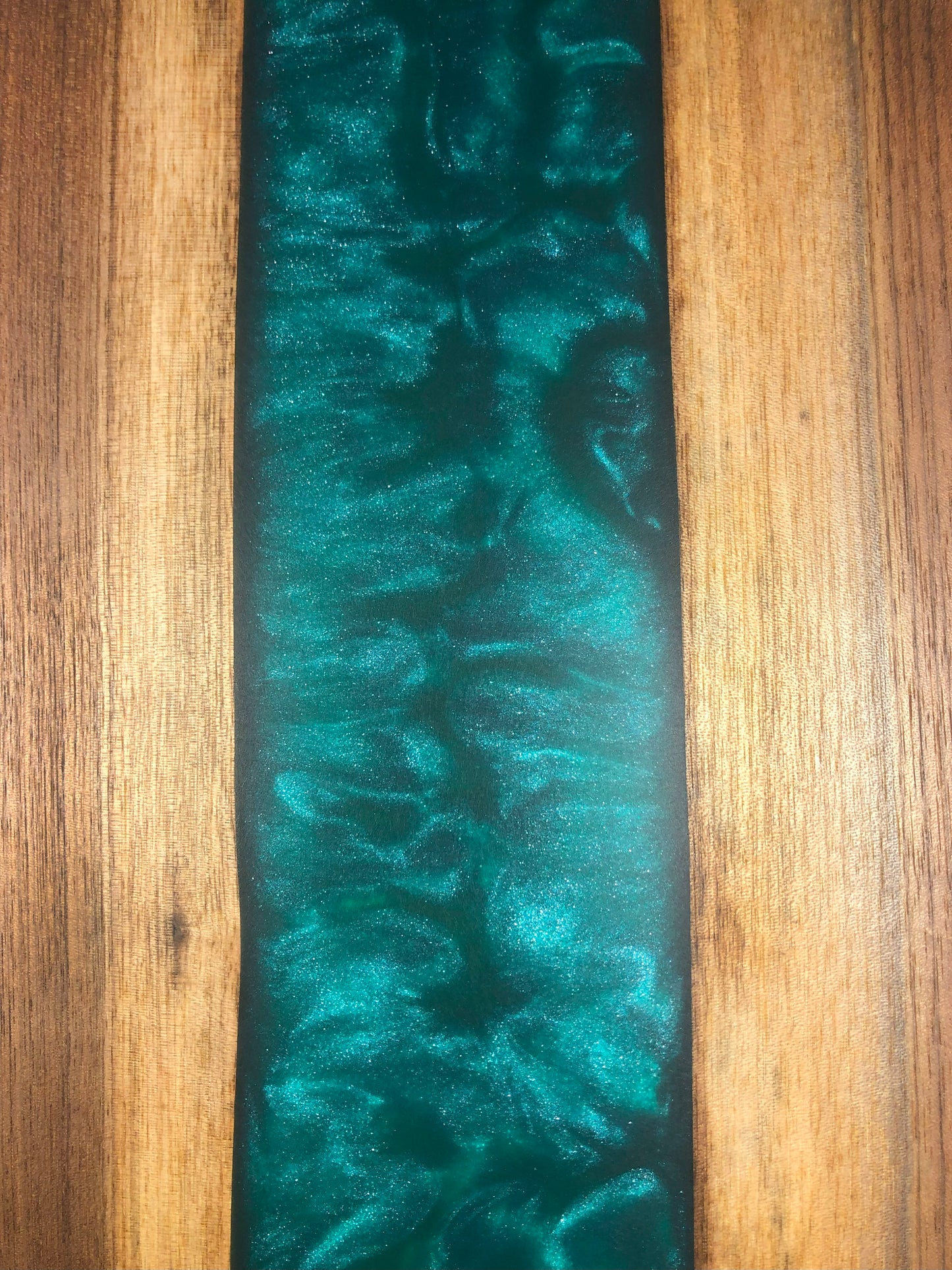 Black Walnut and Metallic Emerald Green Charcuterie Board, 18”L x 10”W