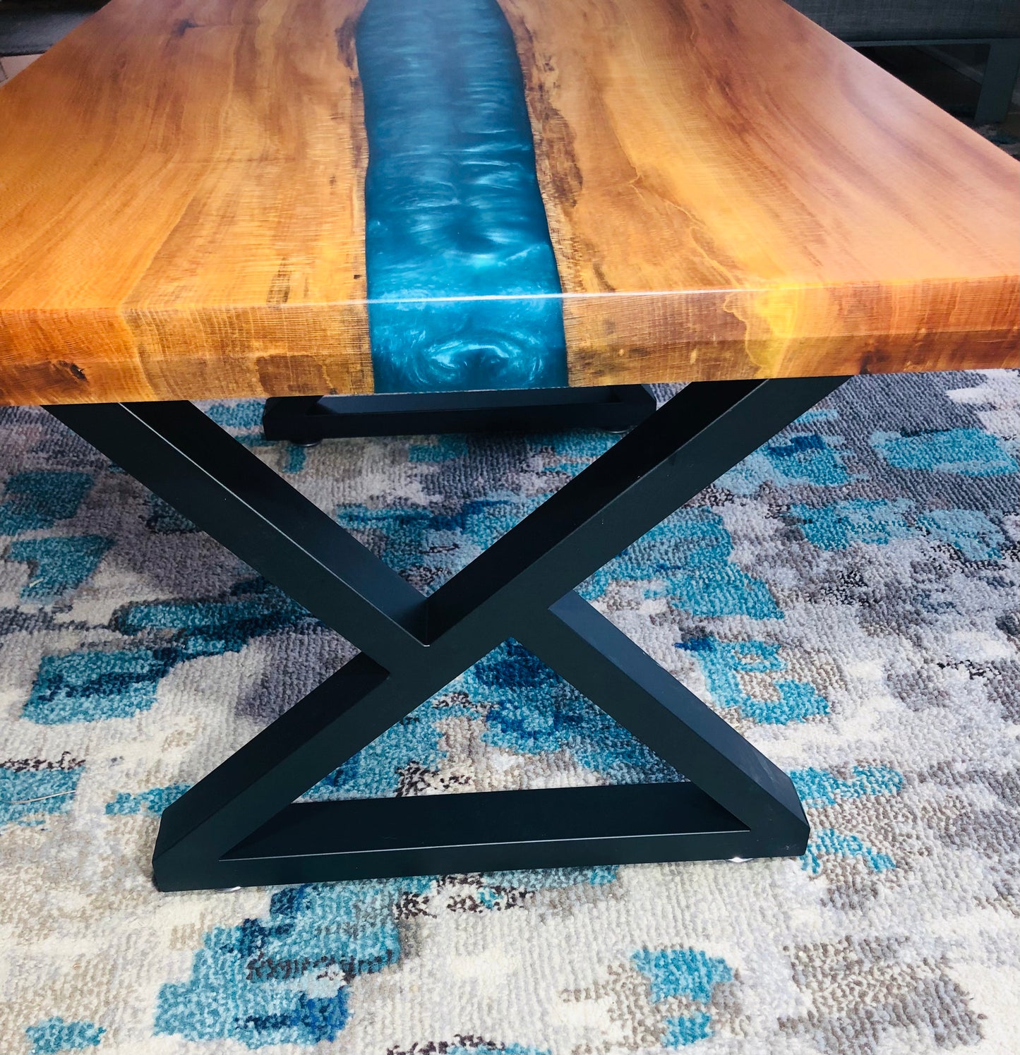 Sycamore and Emerald Green Epoxy Coffee Table