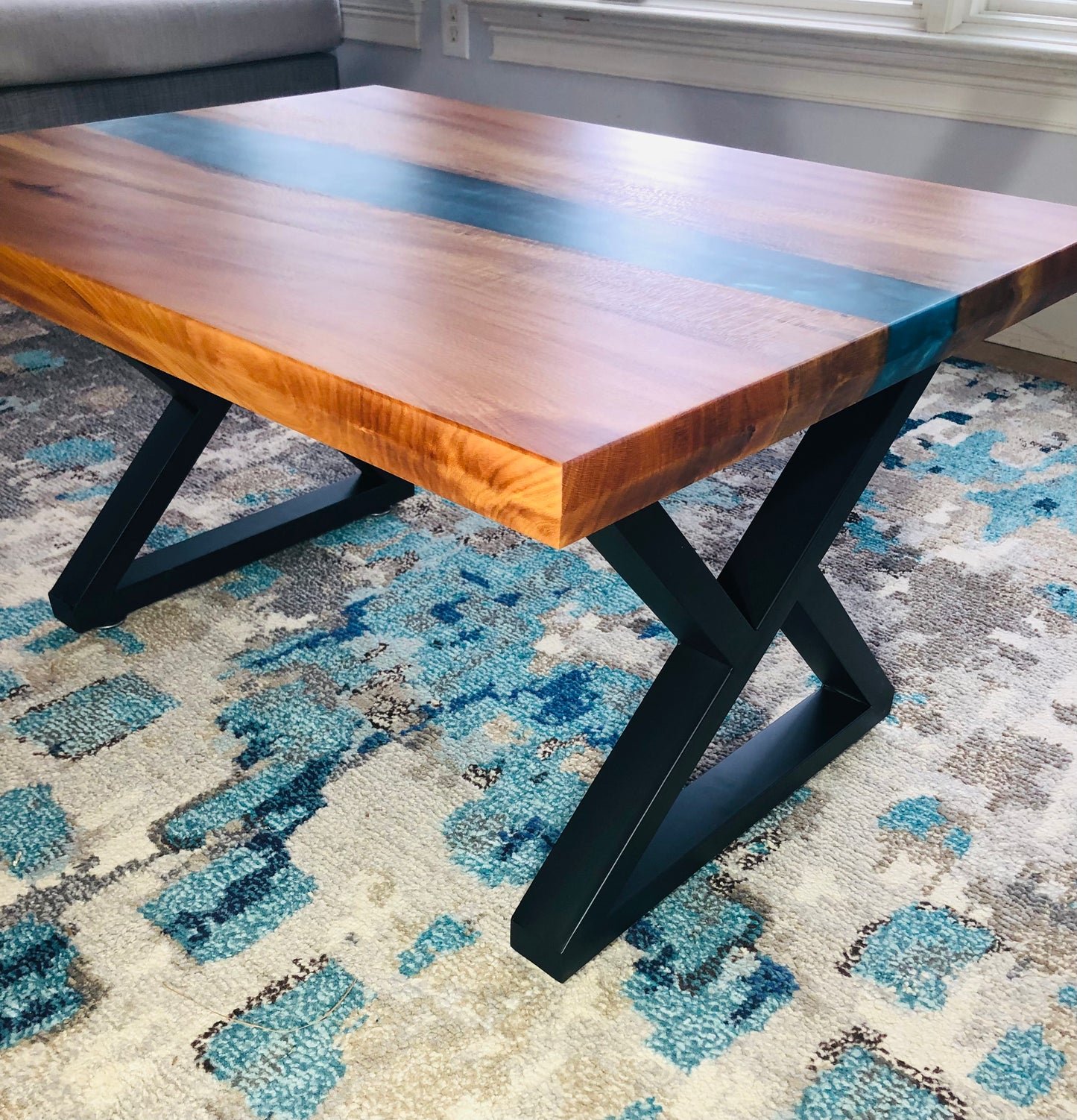 Sycamore and Emerald Green Epoxy Coffee Table