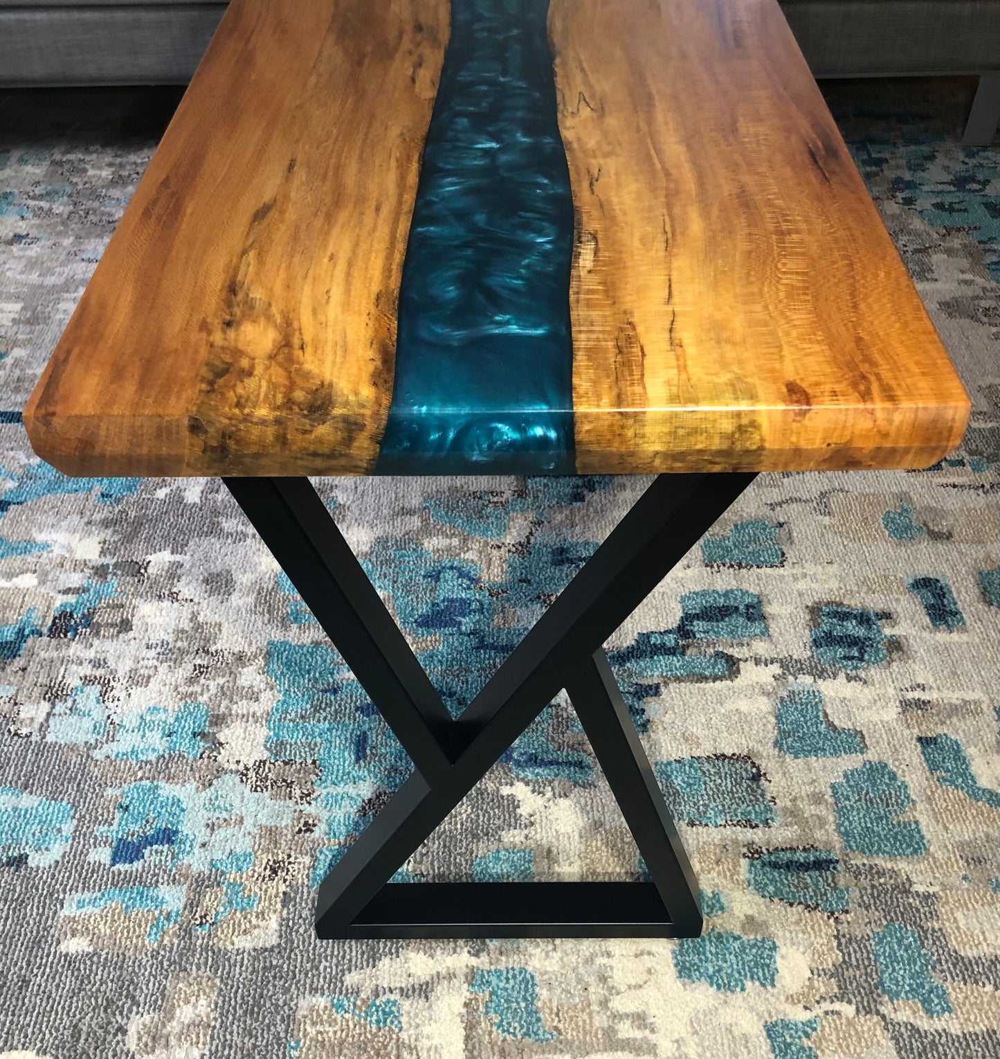 Sycamore and Emerald Green Epoxy Side Table