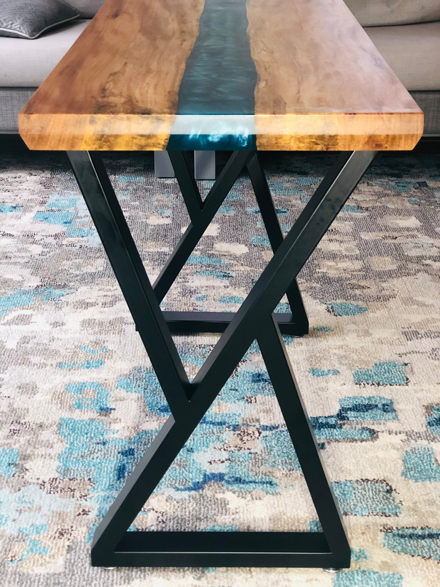 Sycamore and Emerald Green Epoxy Side Table