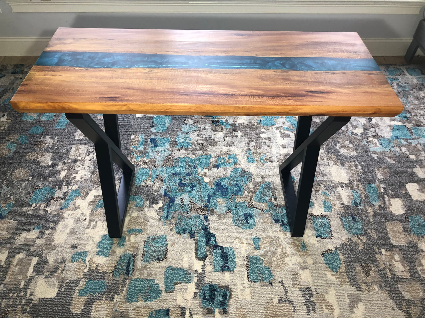 Sycamore and Emerald Green Epoxy Side Table