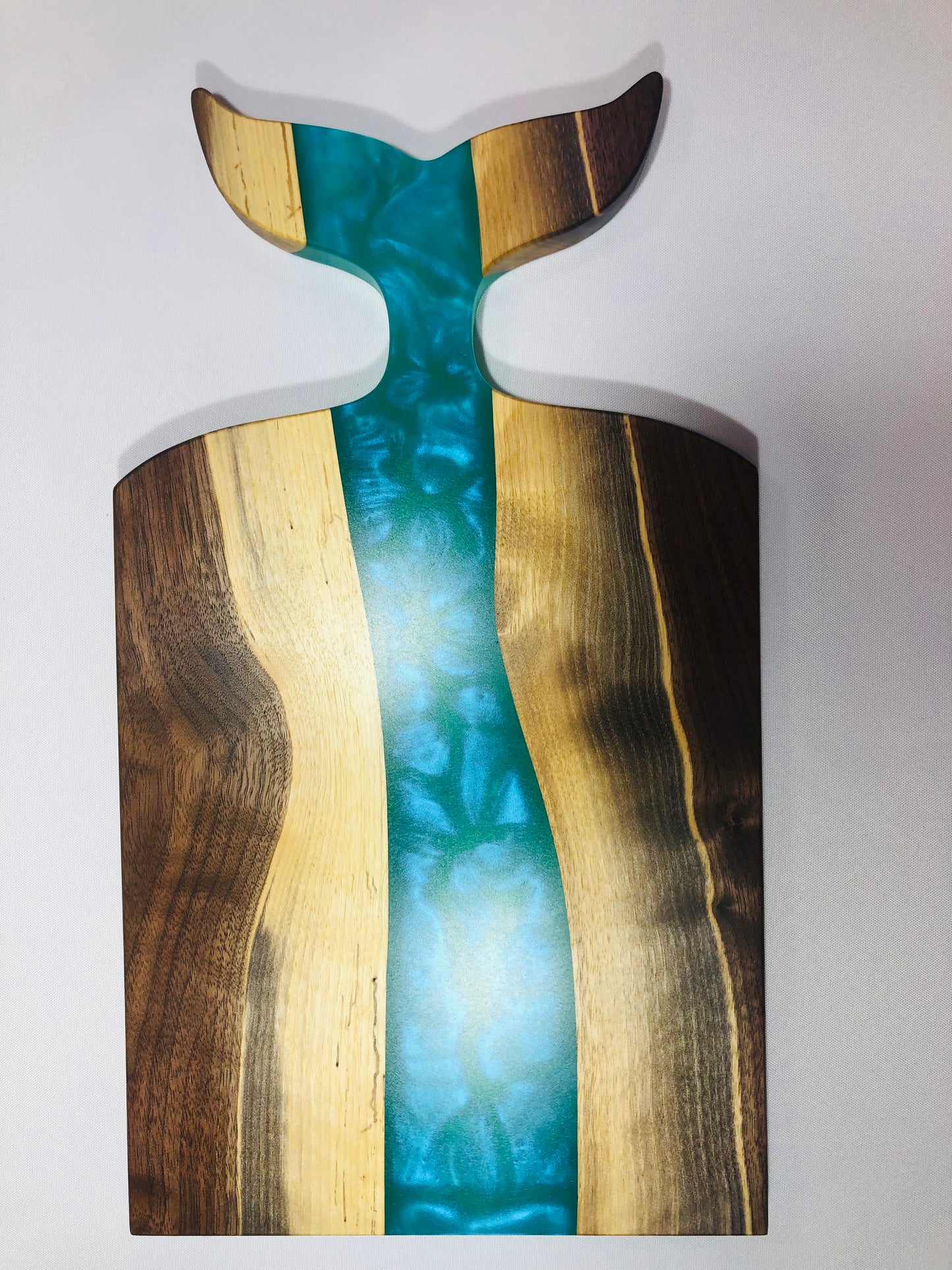 Black Walnut and Teal Epoxy Charcuterie Board, 18"x10"