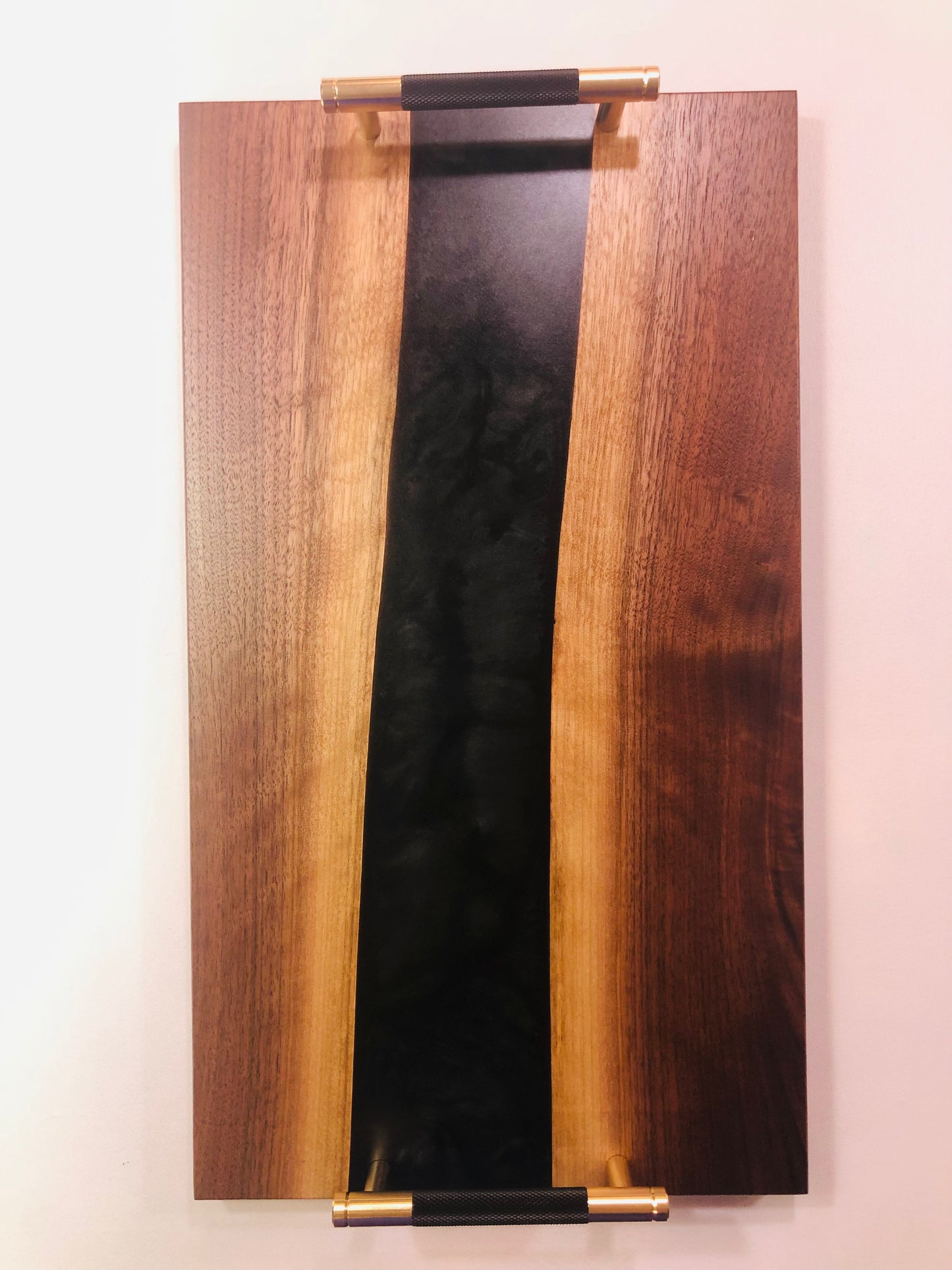 Black Walnut and Metallic Black Epoxy Charcuterie Board, 18"x10"