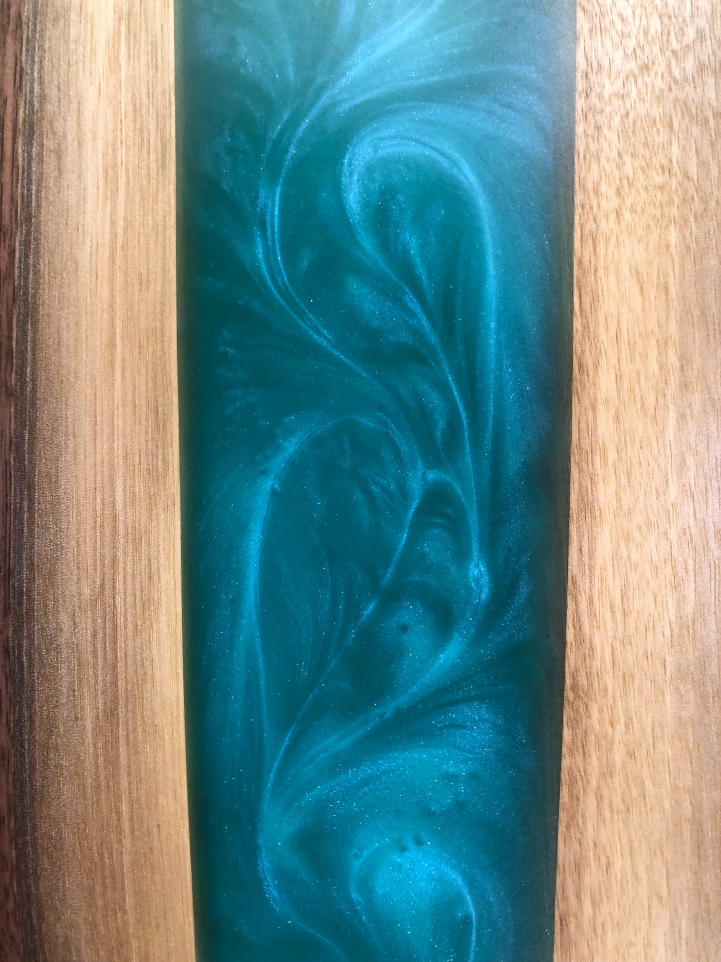 Black Walnut and Teal Epoxy Charcuterie Board, 18"x10"