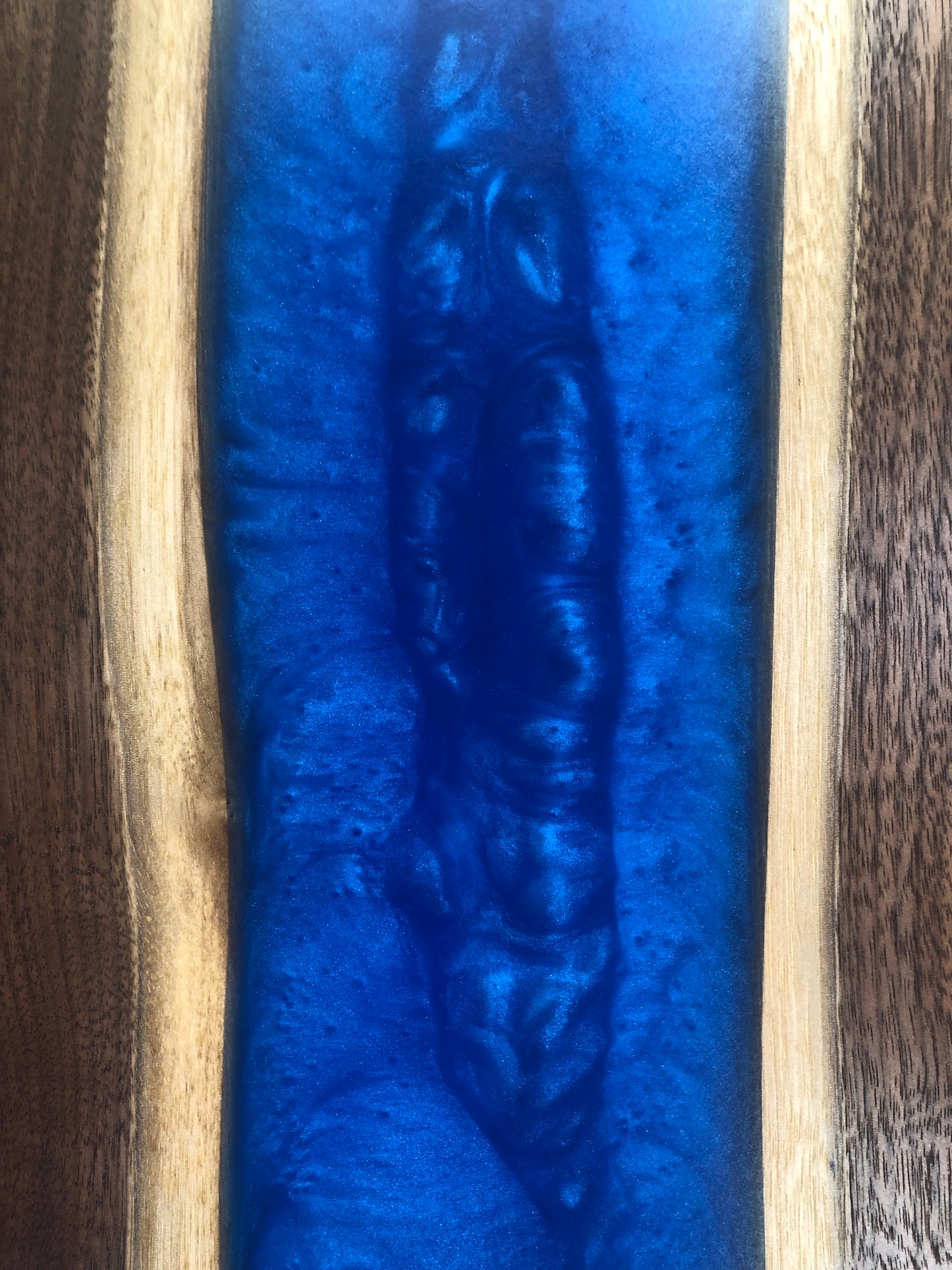 Black Walnut and Dark Ocean Blue Epoxy Charcuterie Board, 18"x10"