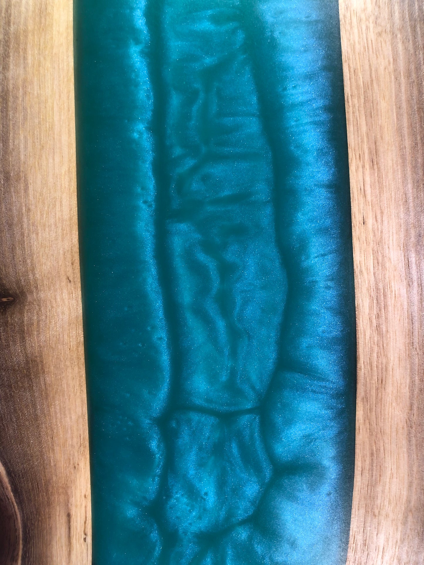 Black Walnut and Teal Epoxy Charcuterie Board, 24"x12"