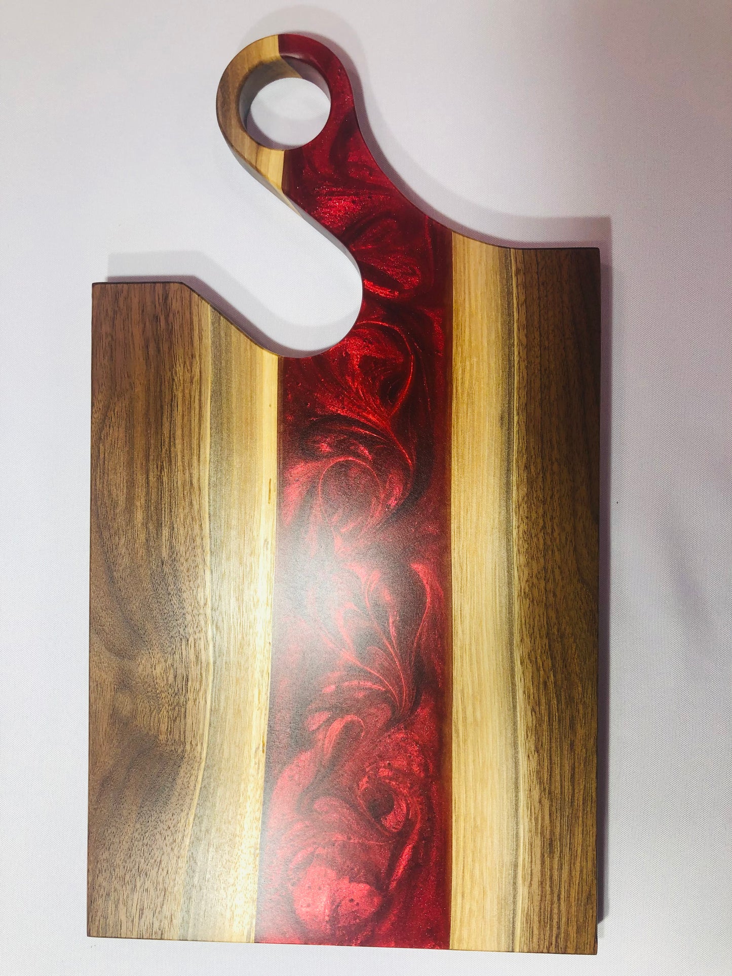 Black Walnut and Metallic Red Epoxy Charcuterie Board, 18"x10"