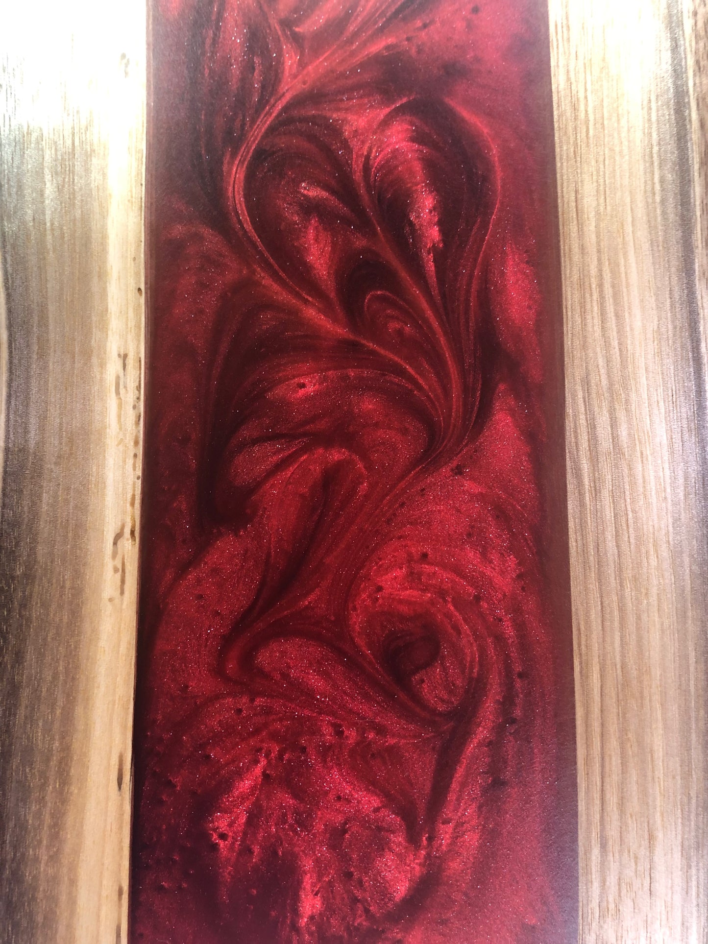 Black Walnut and Metallic Red Epoxy Charcuterie Board, 18"x10"