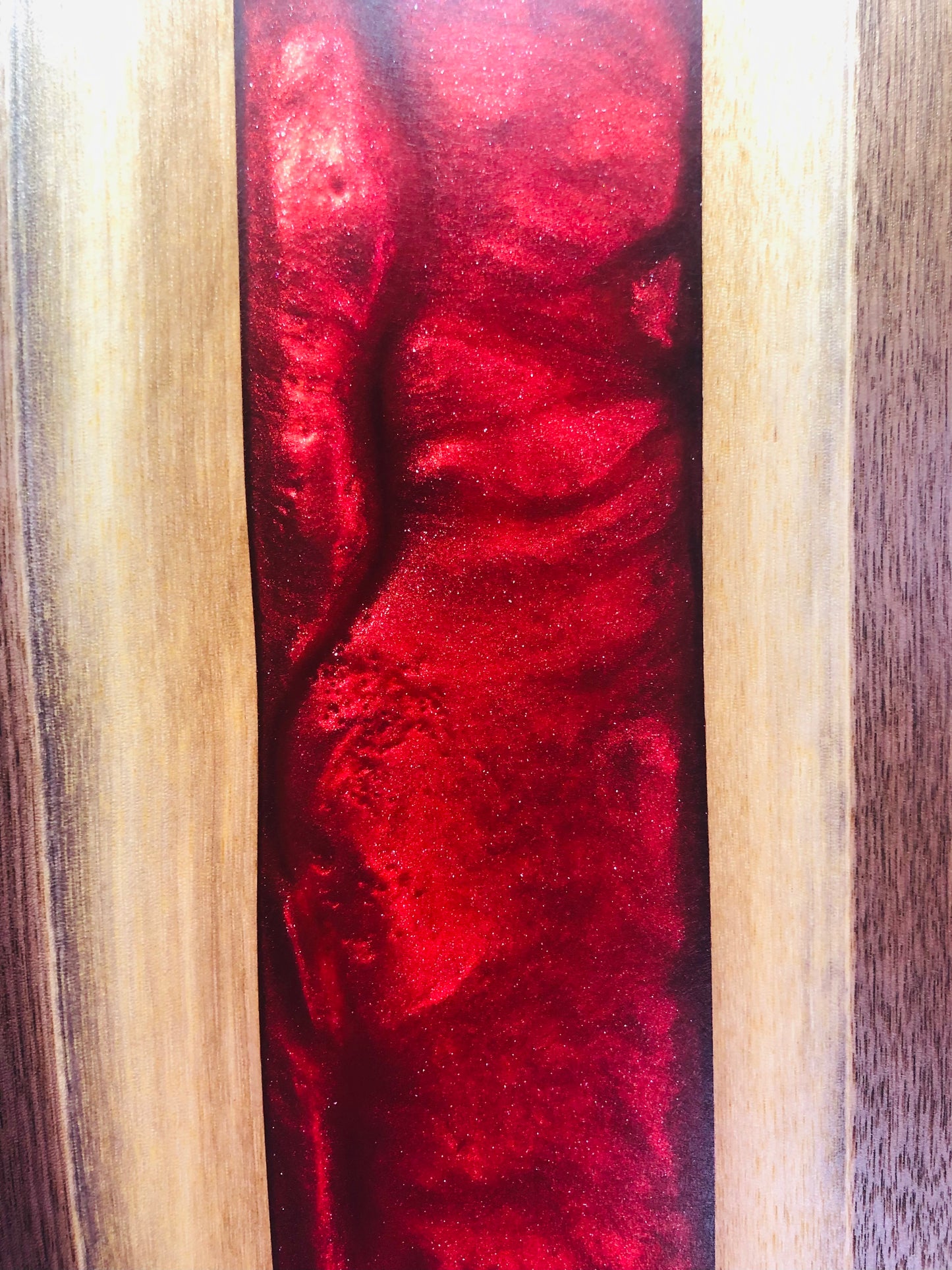 Black Walnut and Metallic Red Epoxy Charcuterie Board, 18"x10"