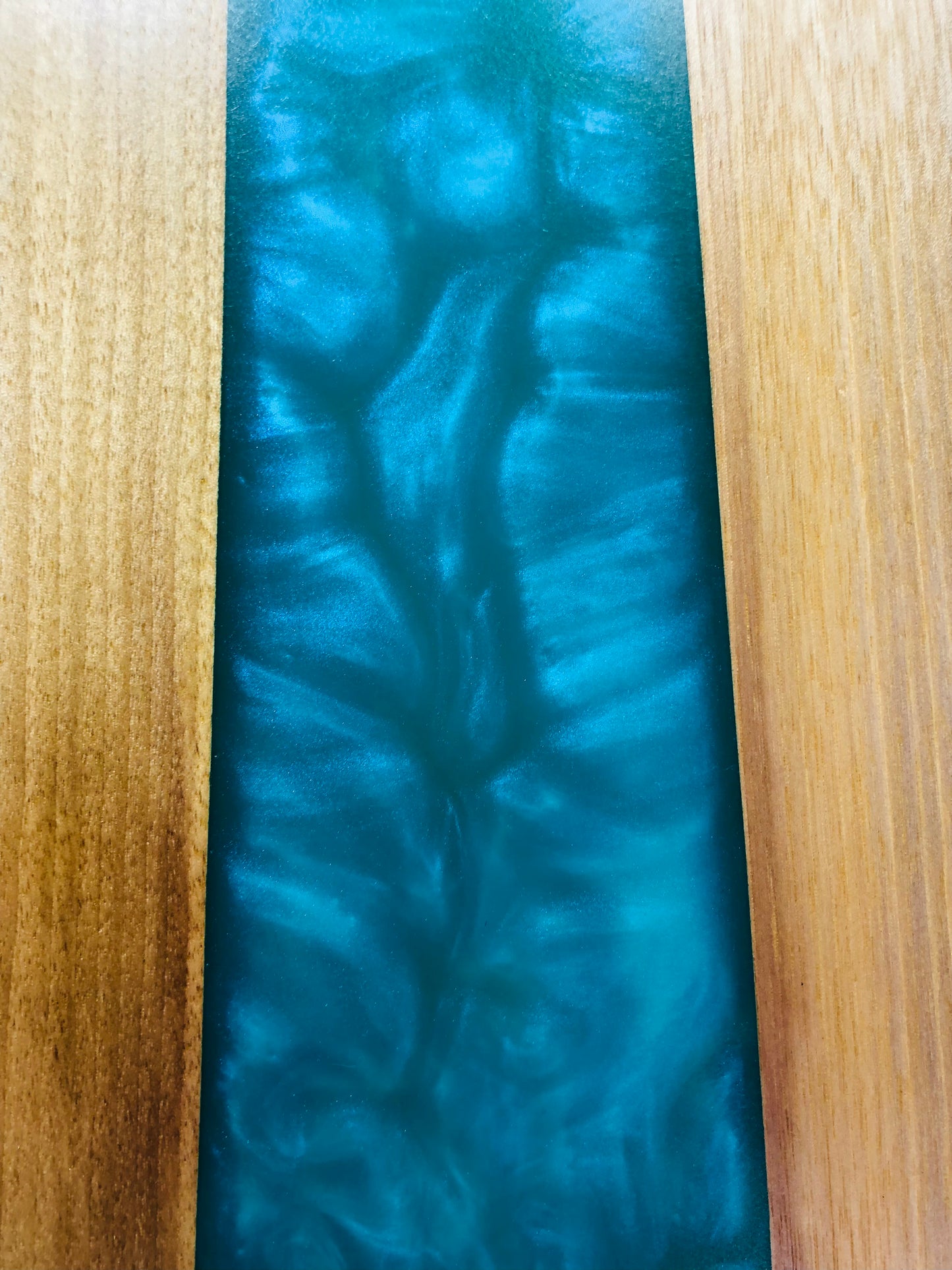 Black Walnut and Teal Epoxy Charcuterie Board, 18"x10"