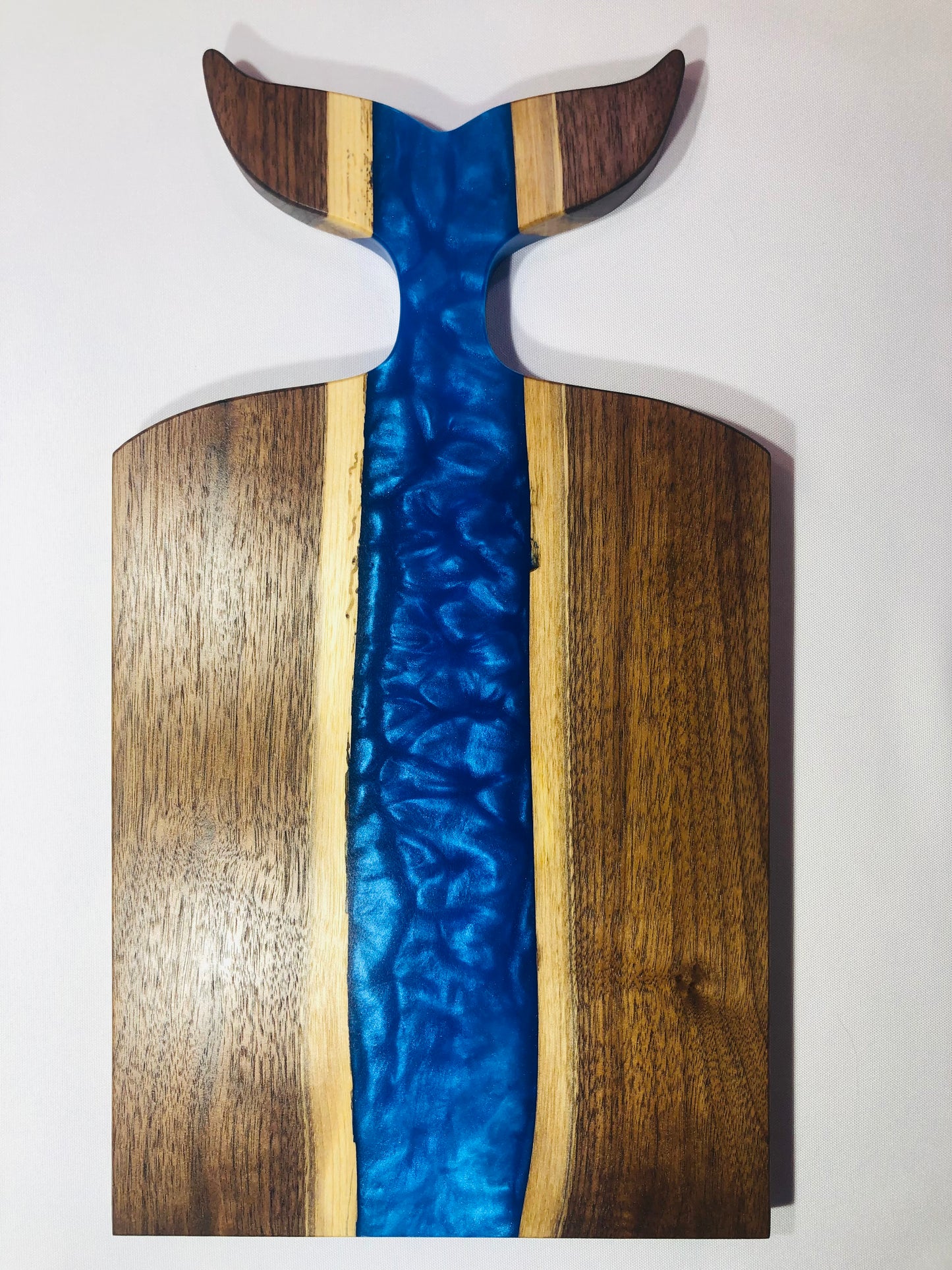 Black Walnut and Metallic Blue Epoxy Charcuterie Board, 18"x10"