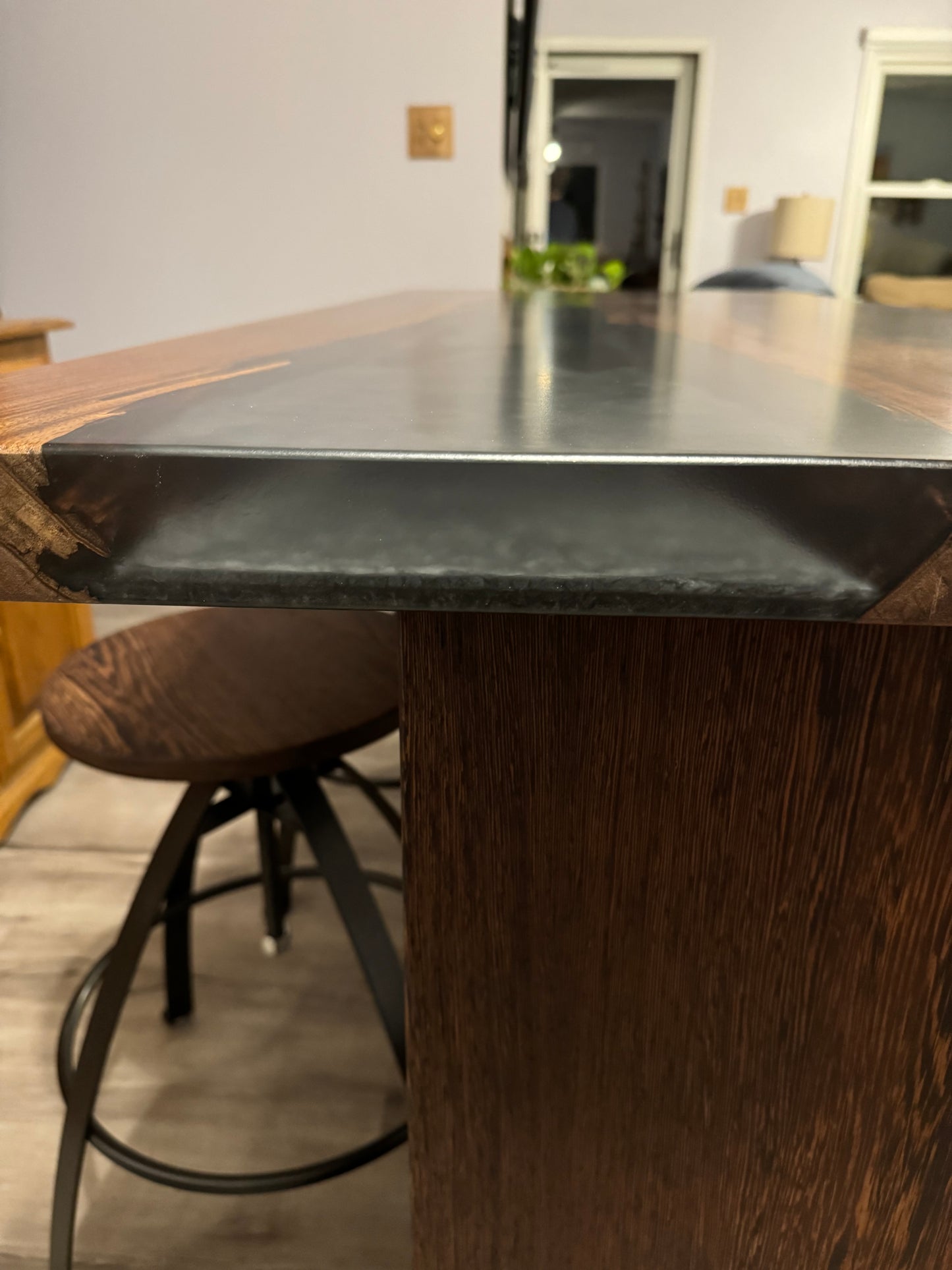 Black Walnut and Metallic Black Epoxy Dining Table
