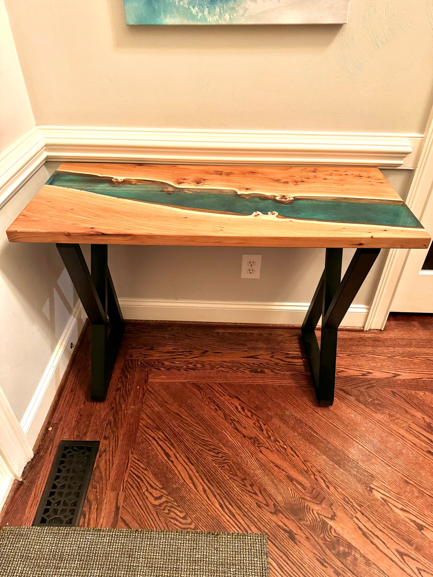 Elm Burl and 2 Stage Epoxy Pour Console Table