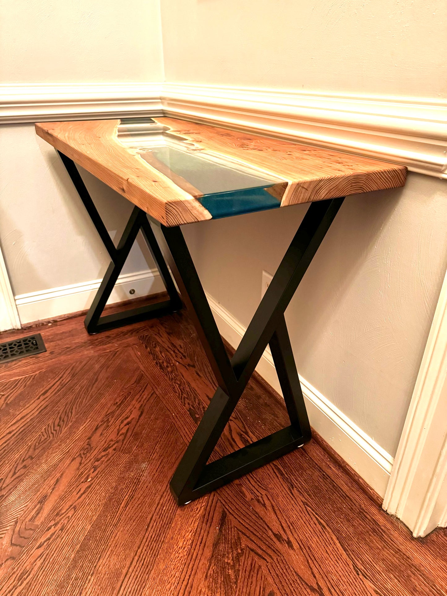 Elm Burl and 2 Stage Epoxy Pour Console Table
