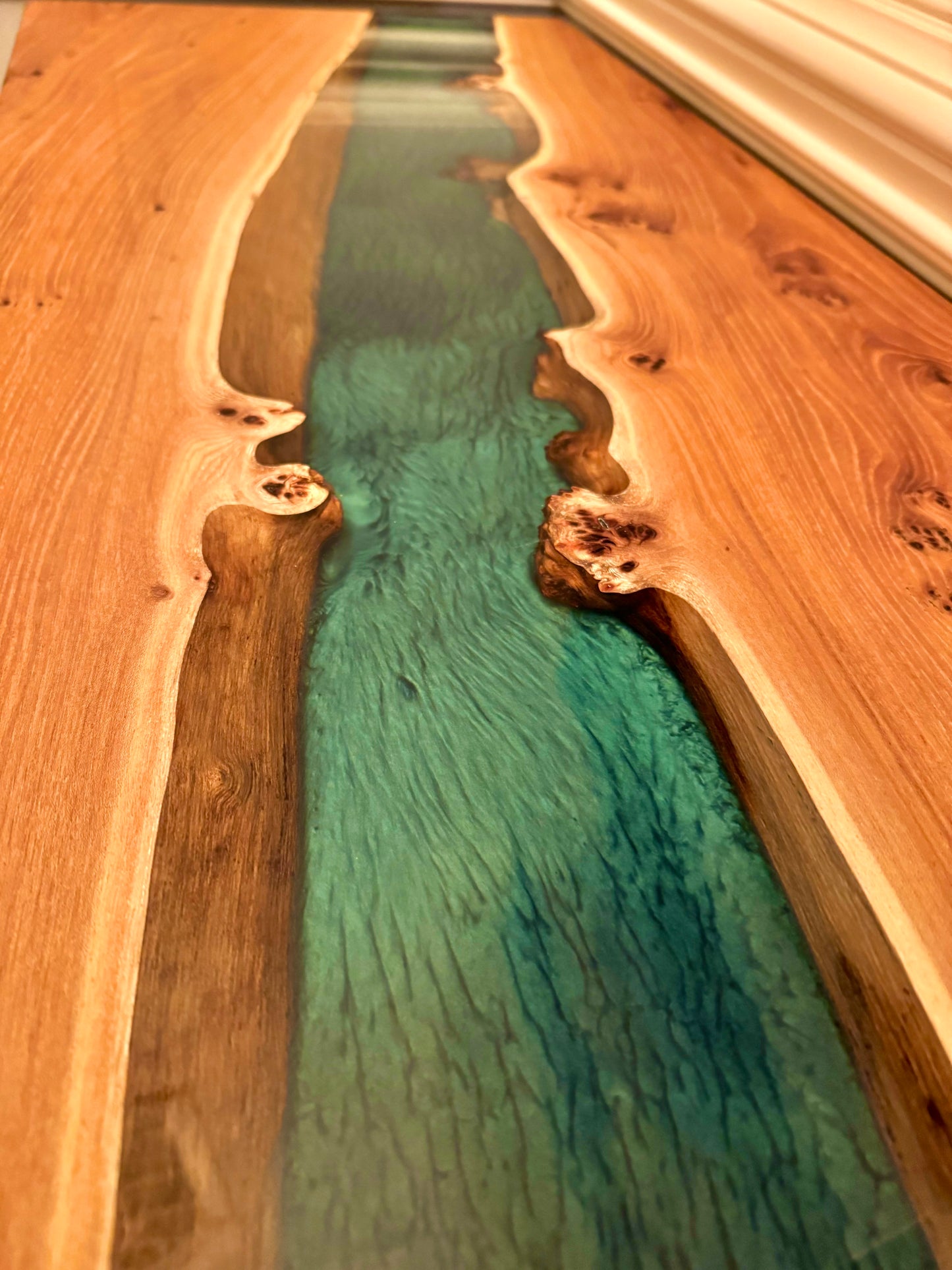 Elm Burl and 2 Stage Epoxy Pour Console Table