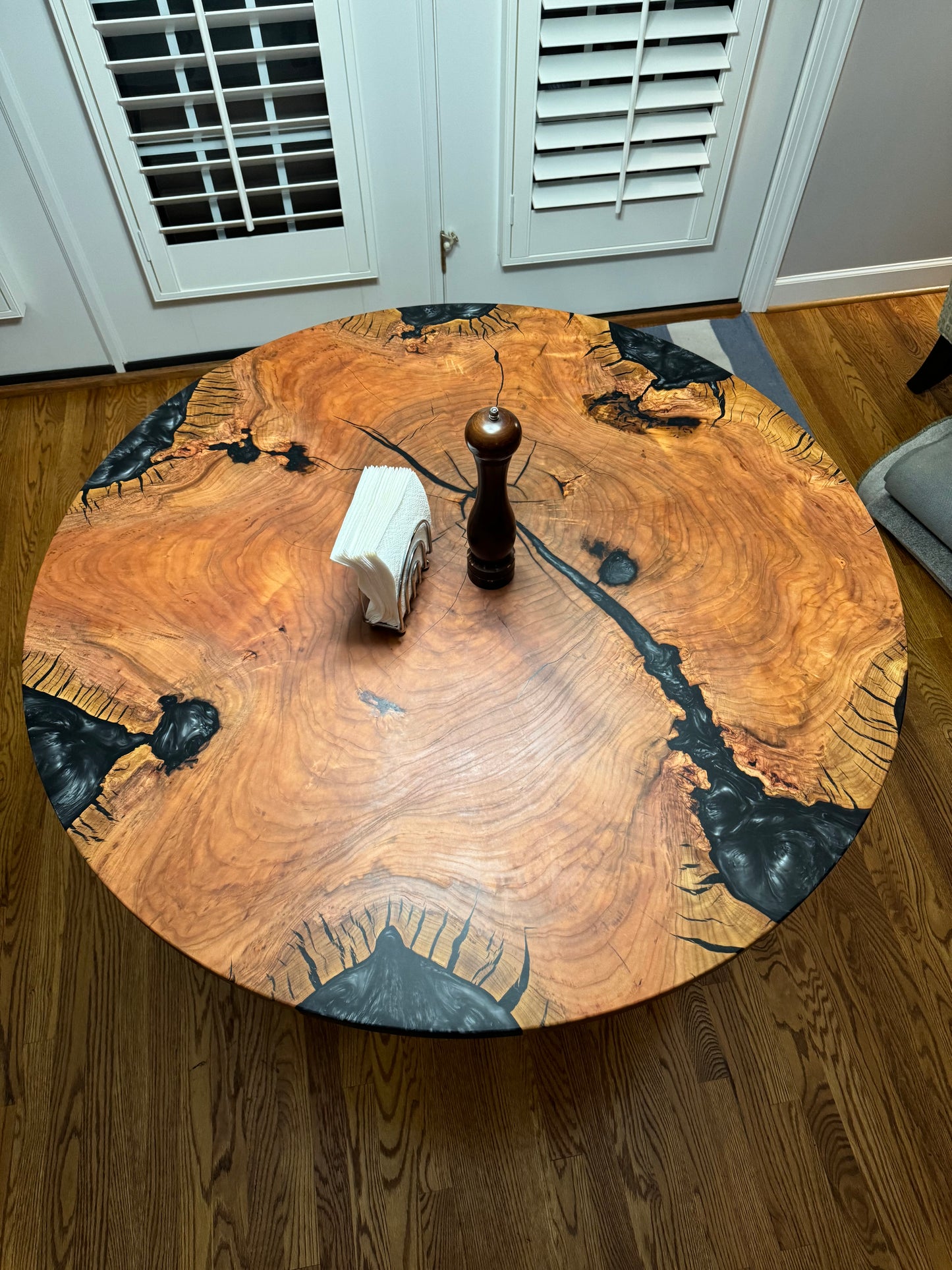 Cherry and Metallic Black Epoxy Dining Table