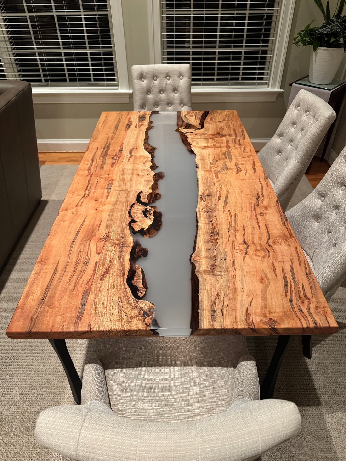 Ambrosia Maple and Clear Epoxy Dining Table
