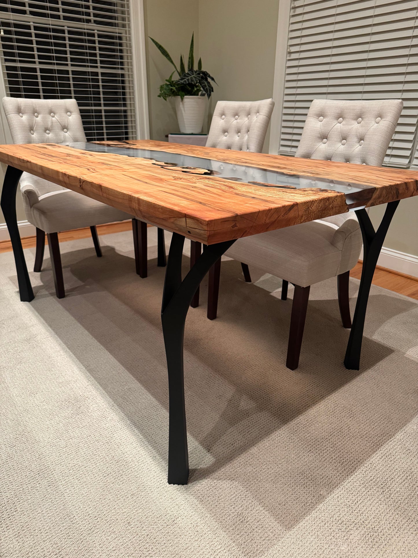 Ambrosia Maple and Clear Epoxy Dining Table