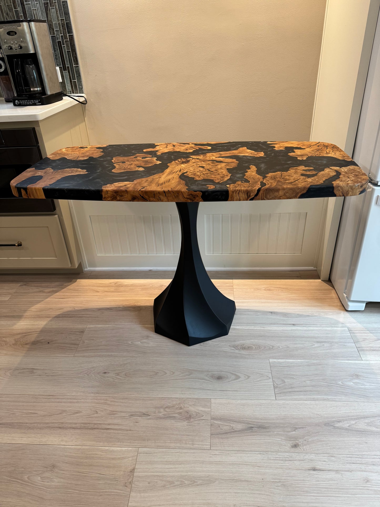 Olive Wood and Metallic Epoxy Breakfast Table