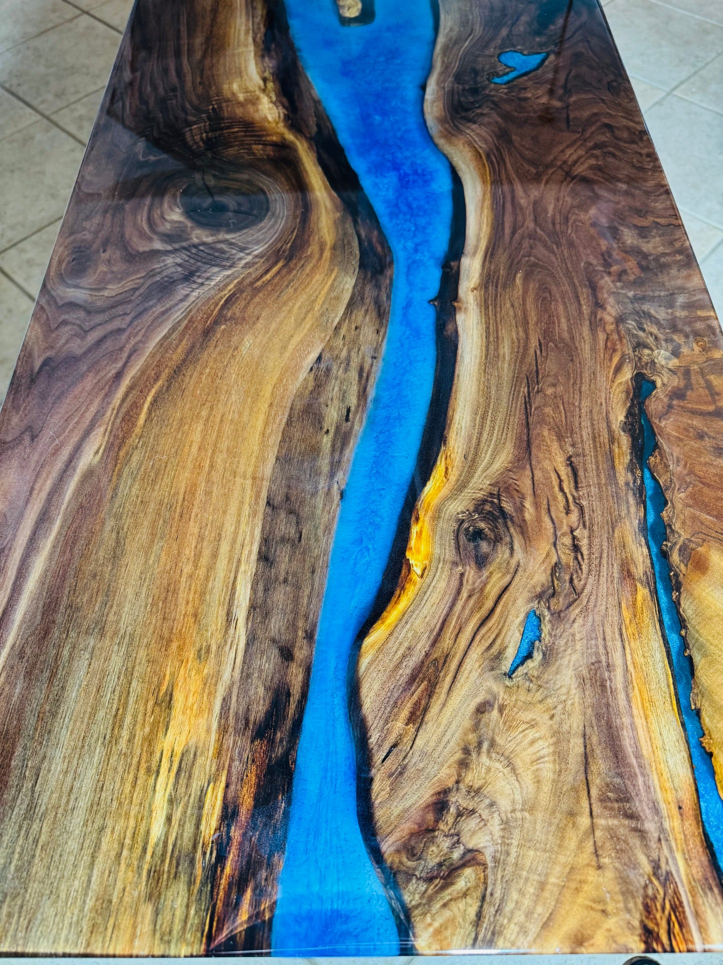 Black Walnut and Blue Epoxy Bar Top