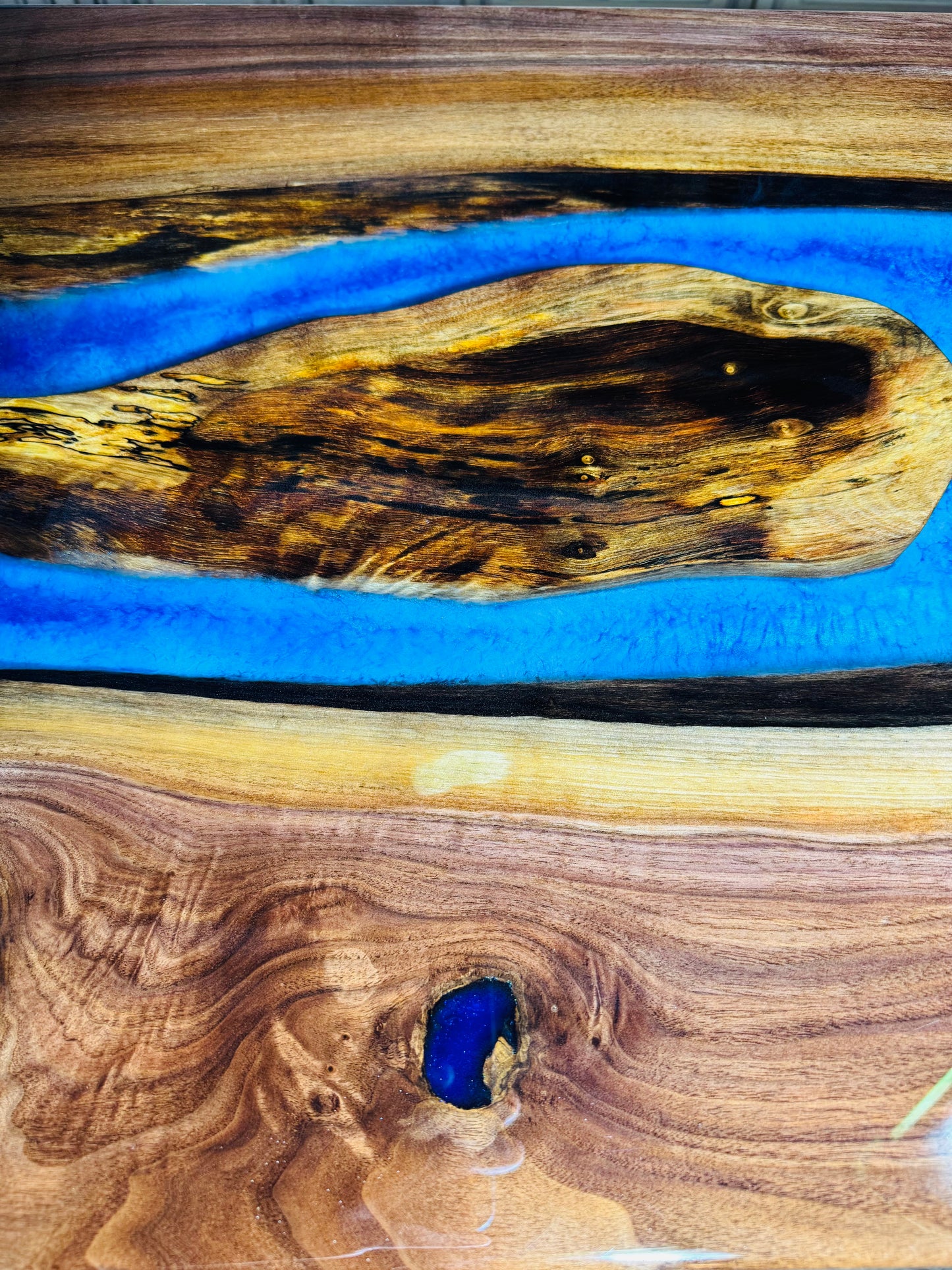 Black Walnut and Blue Epoxy Bar Top