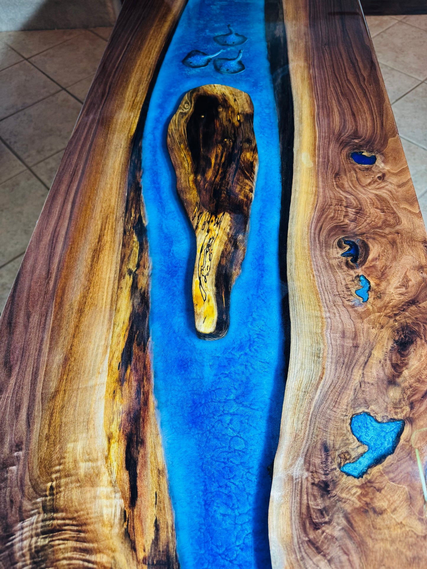 Black Walnut and Blue Epoxy Bar Top