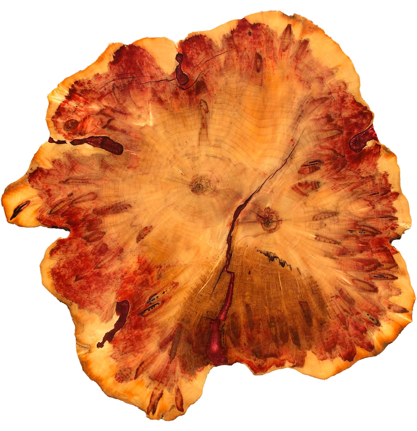 Red Flame Box Elder Coffee Table Overhead VIew