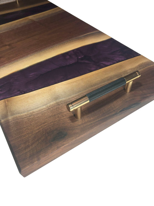 Black Walnut and Metallic Purple Charcuterie Board, 24”x12”