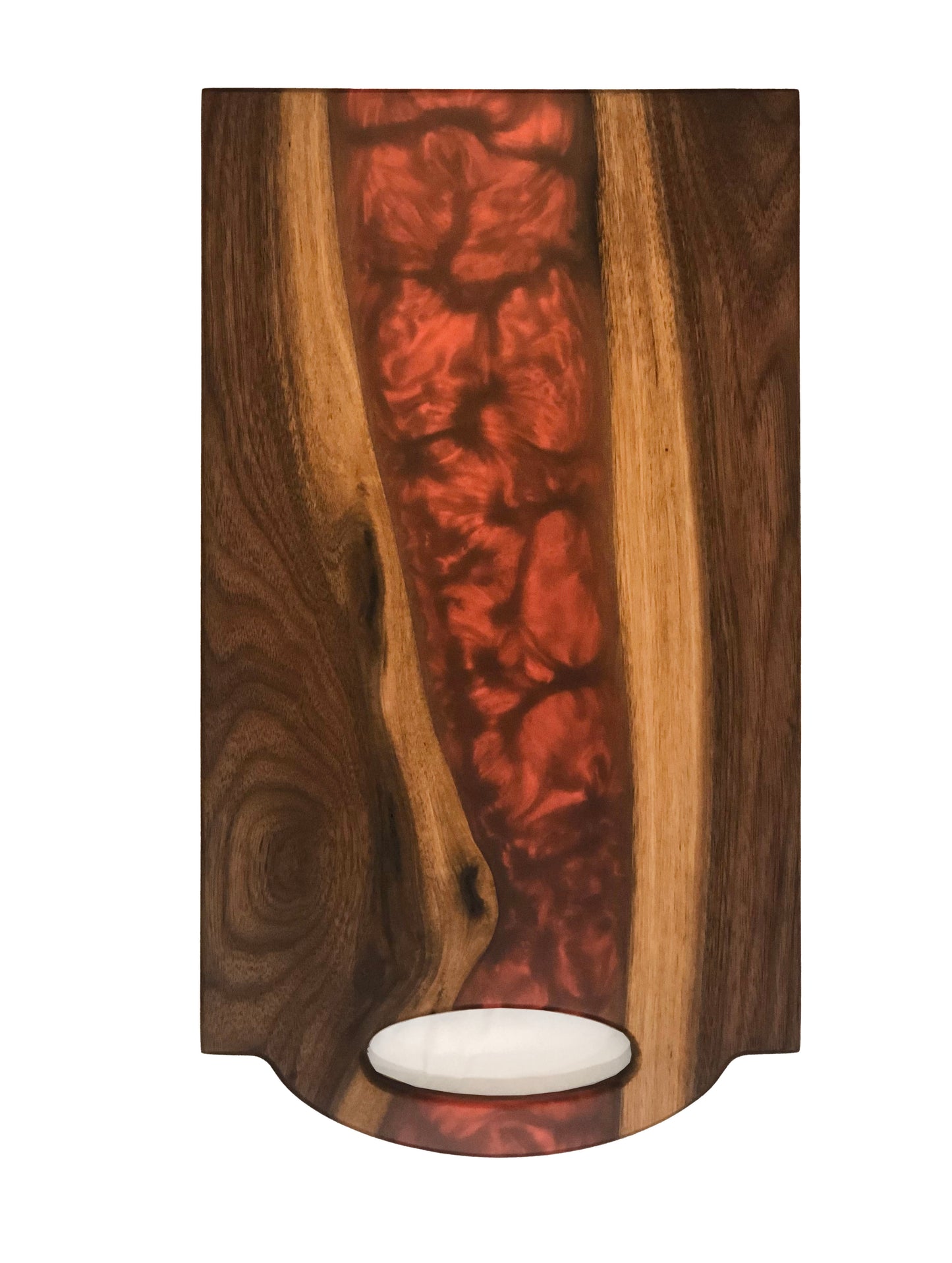 Black Walnut and Metallic Red Epoxy Charcuterie Board, 18”x10”