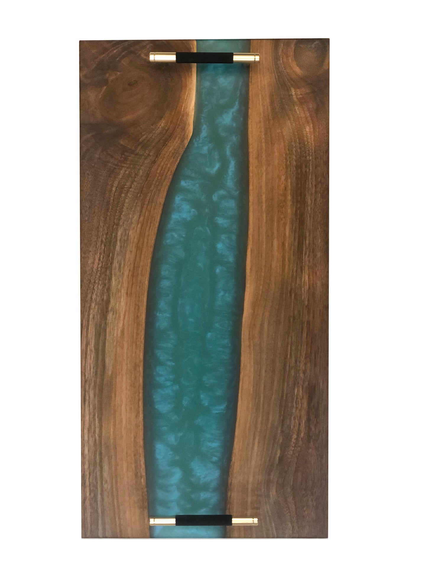 Black Walnut and Teal Epoxy Charcuterie Board, 18"x10"