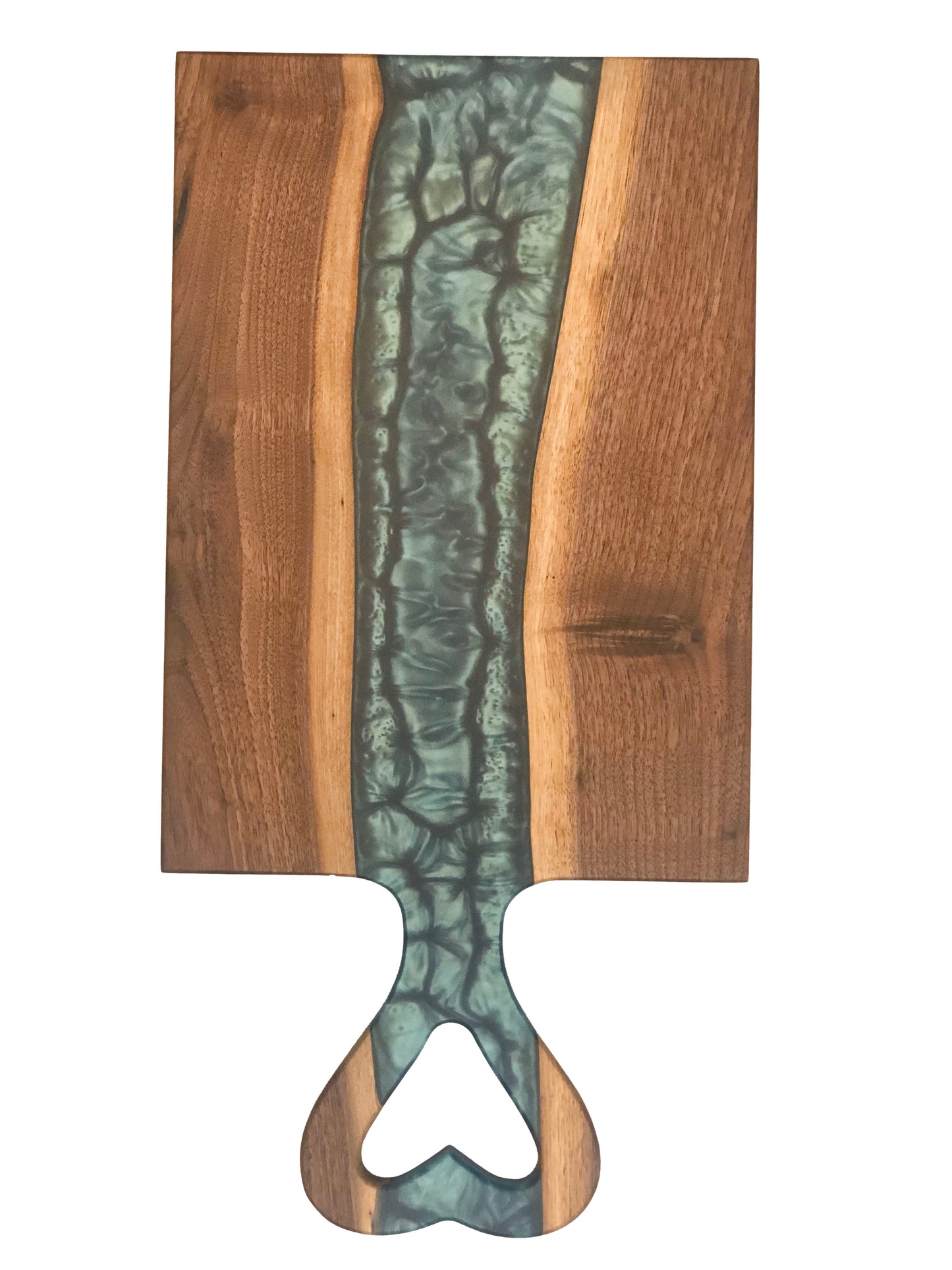 Black Walnut and Emerald Green Epoxy Charcuterie Board, 24”x12”