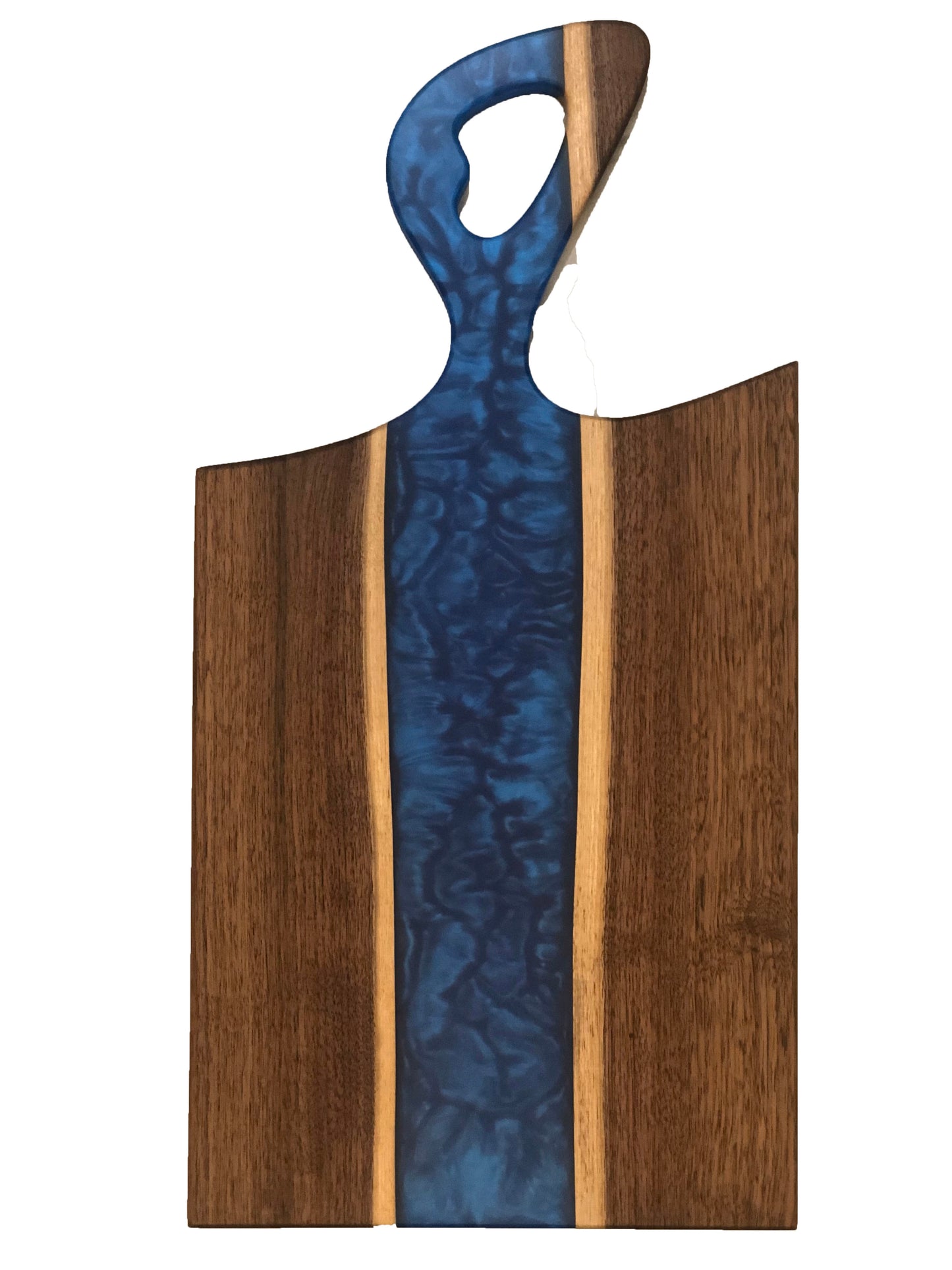 Black Walnut and Metallic Blue Epoxy Charcuterie Board, 24"x12"
