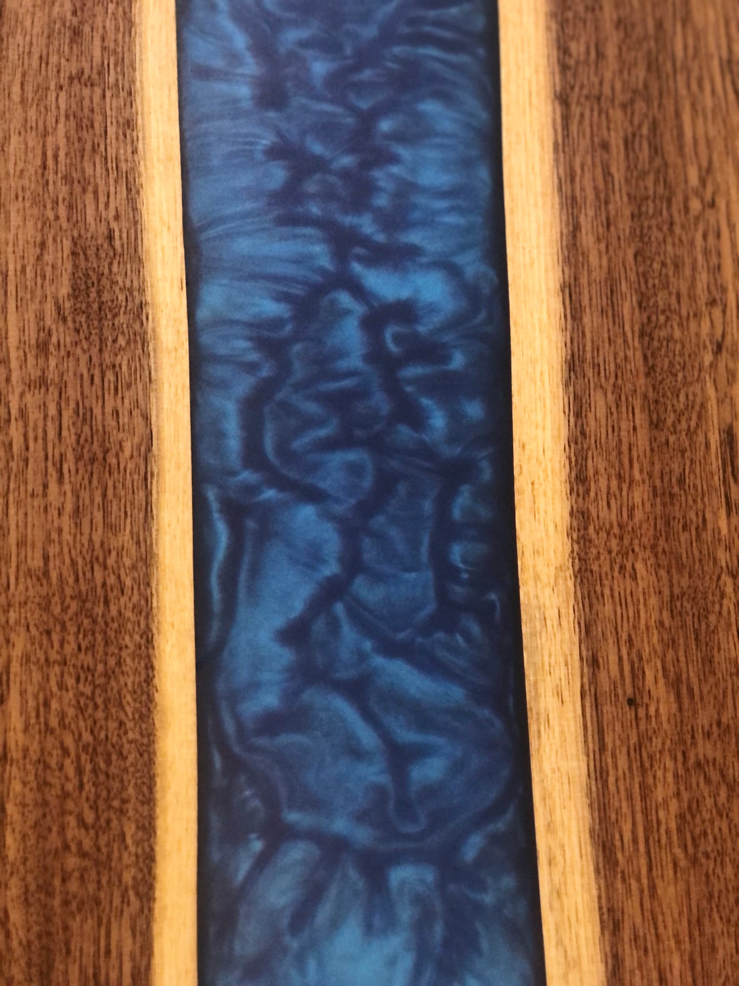 Black Walnut and Metallic Blue Epoxy Charcuterie Board, 24"x12"
