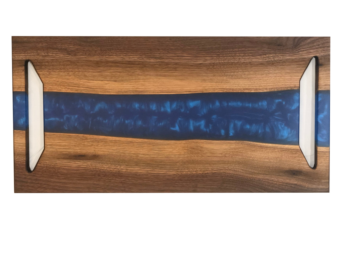 Black Walnut and Dark Ocean Blue Epoxy Charcuterie Board, 18"x10"