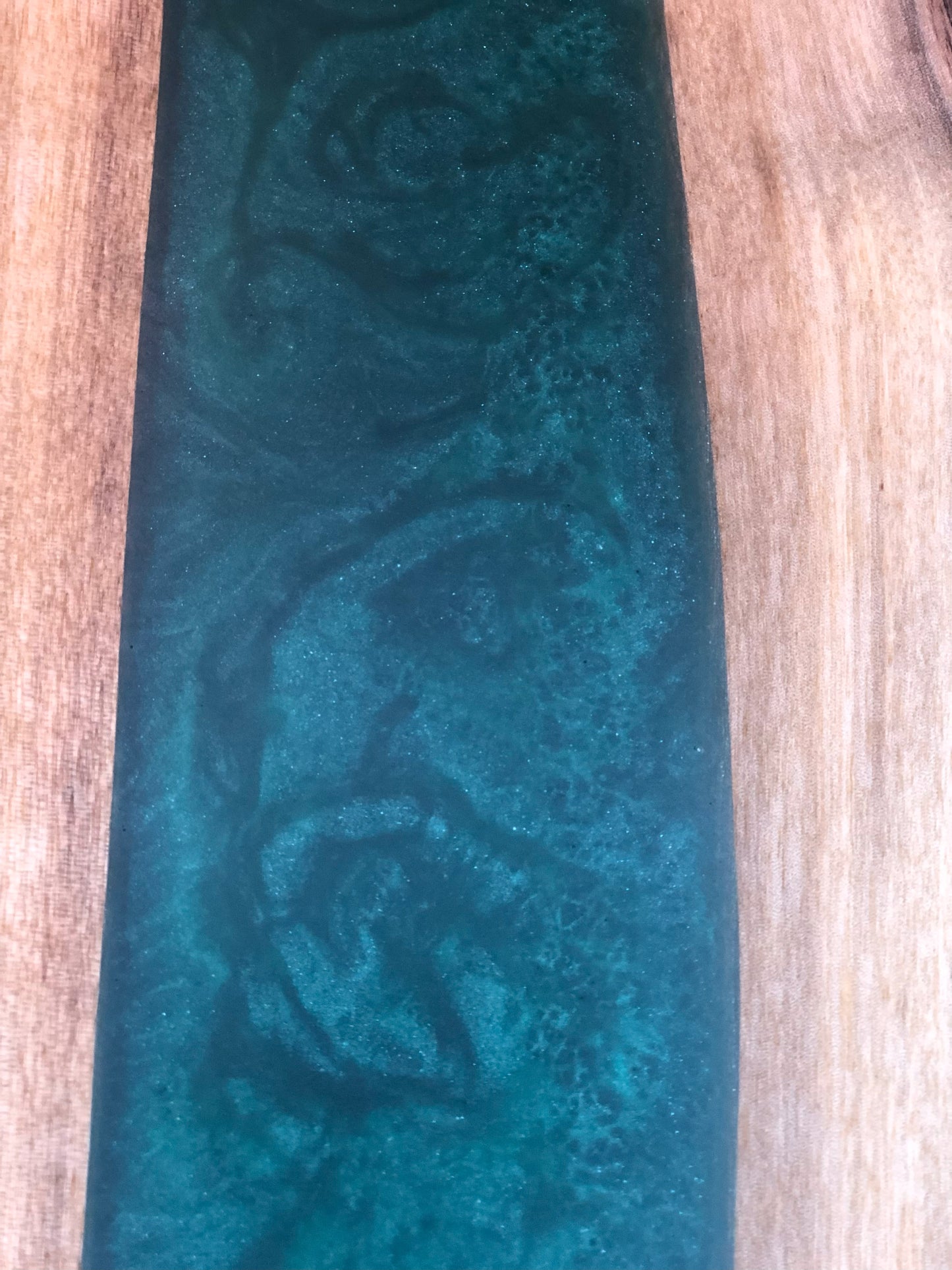Black Walnut and Dark Ocean Green Epoxy Charcuterie Board, 24"x12"