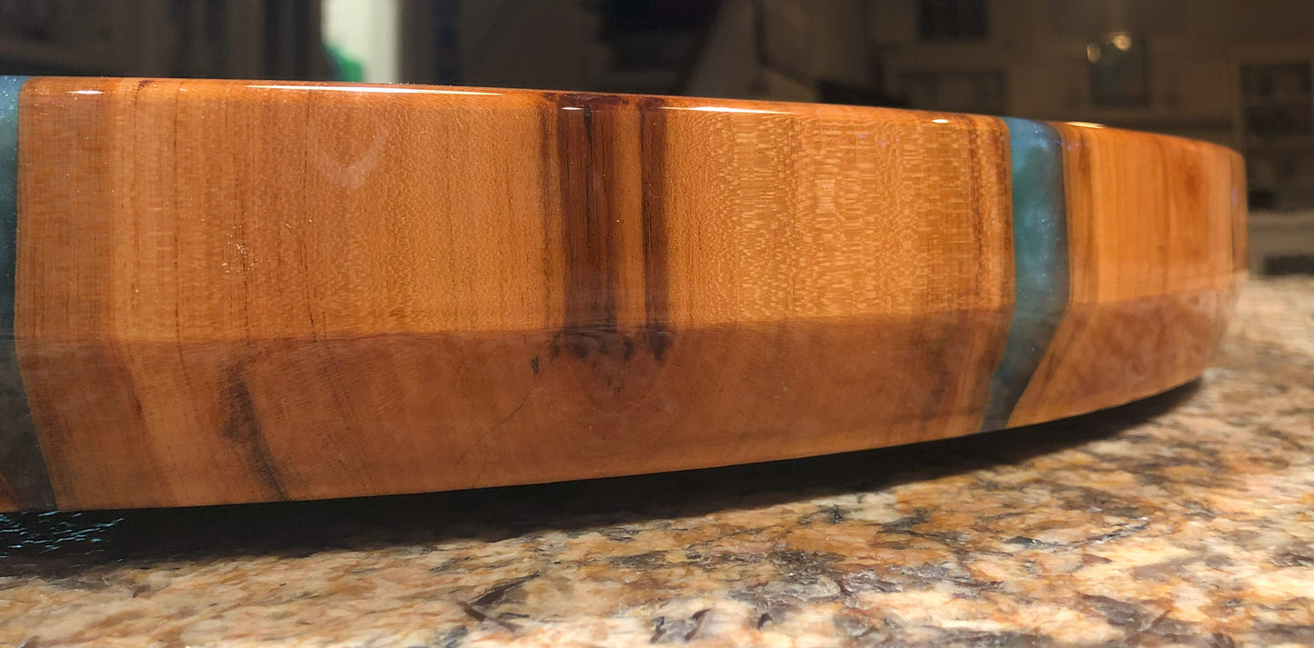 Oak and Teal Lazy Susan
