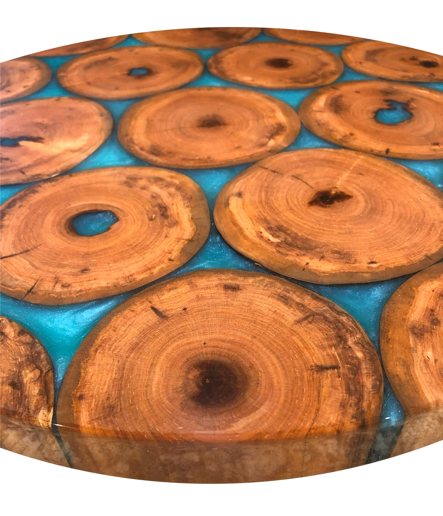 Oak and Teal Lazy Susan