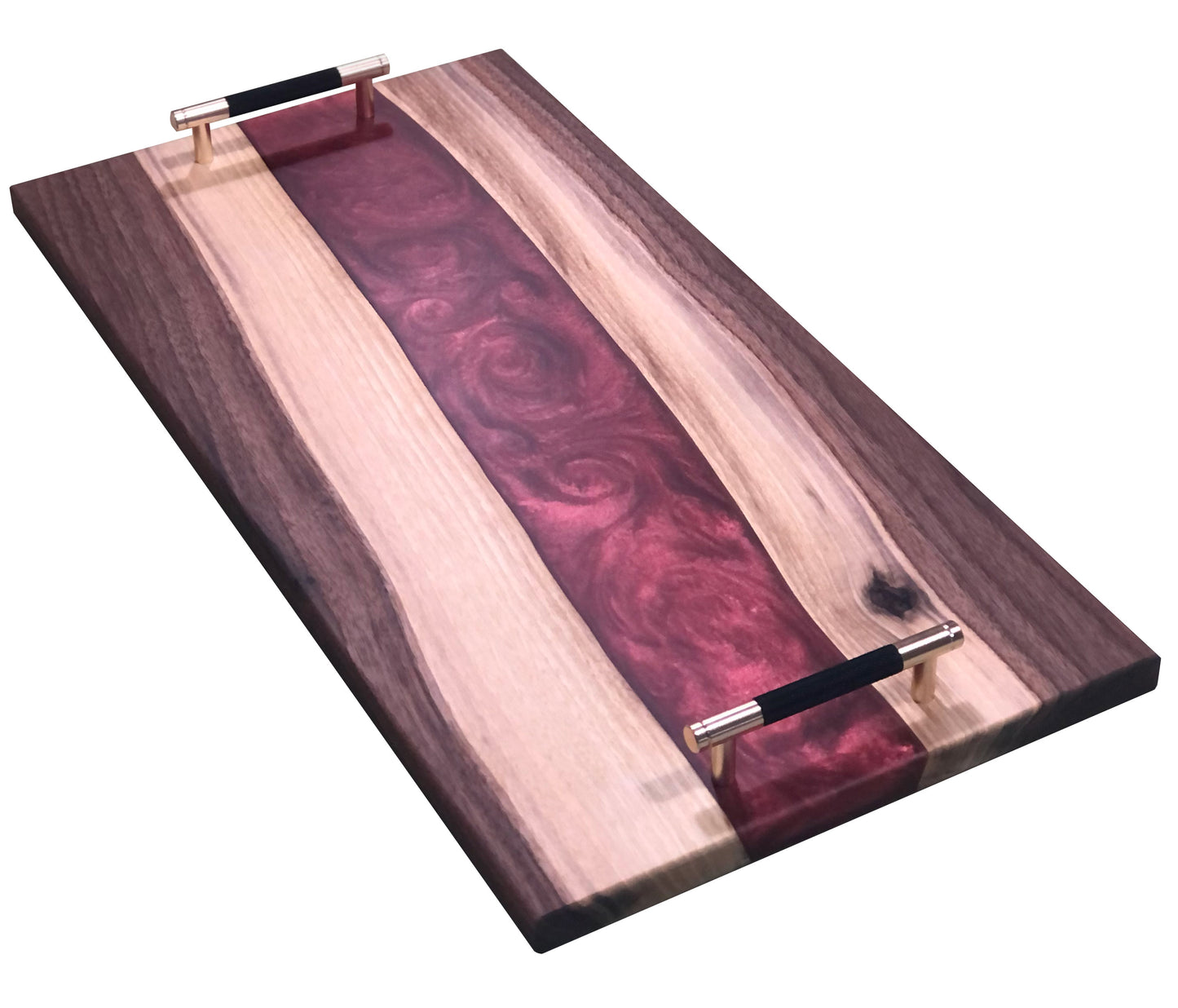 Black Walnut and Metallic Red Epoxy Charcuterie Board, 24"x12"